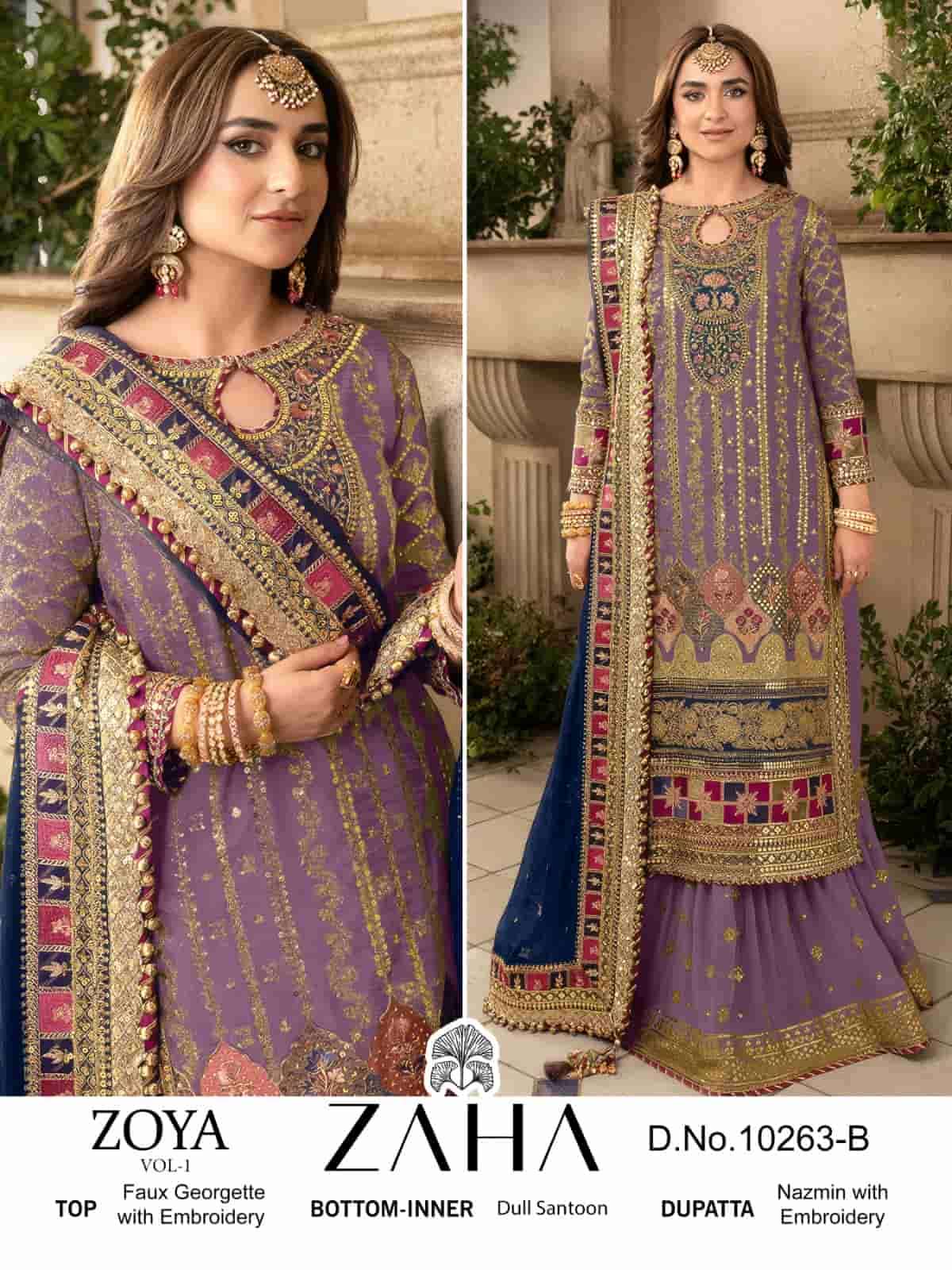 Zaha 10263 B Unstitched Pakistani Embroidered Festive Dress Collection