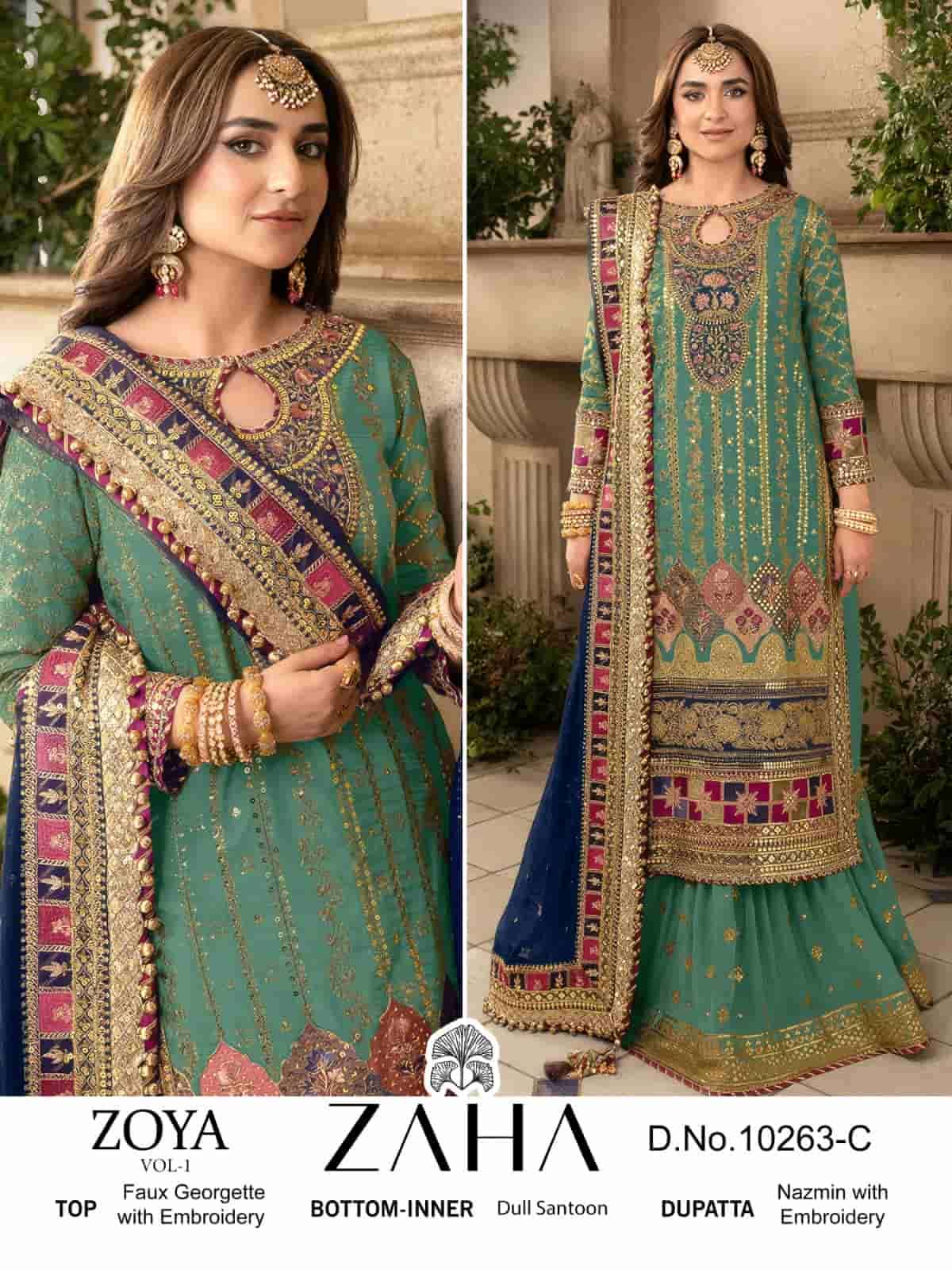 Zaha 10263 C Festive Wear Georgette Designer Pakistani Suit Range