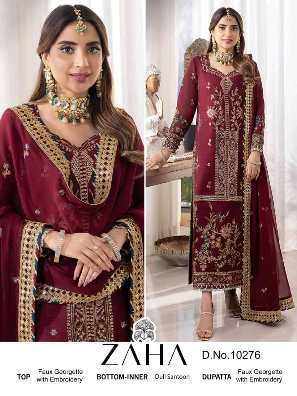 Zaha 10276 Festive Wear Style Designer Embroidered Suit Wholesalers