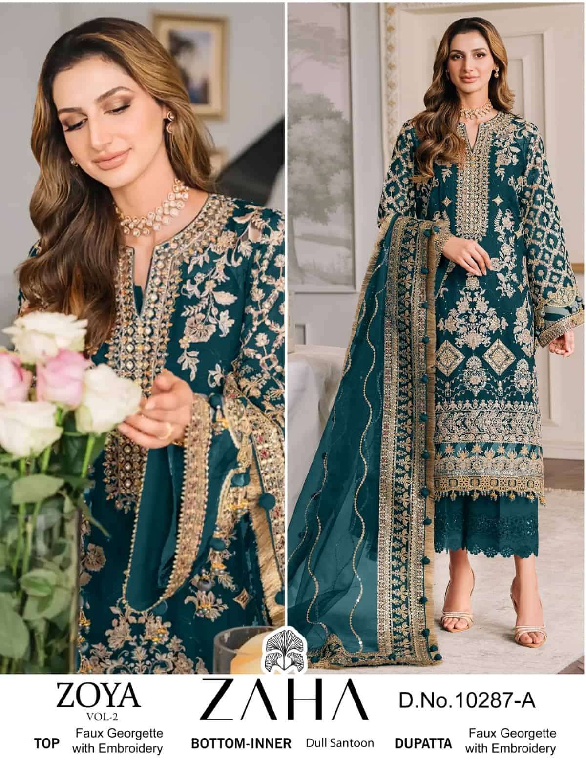 Zaha 10287 A Festive Wear Style Designer Pakistani Salwar Suit Exporter