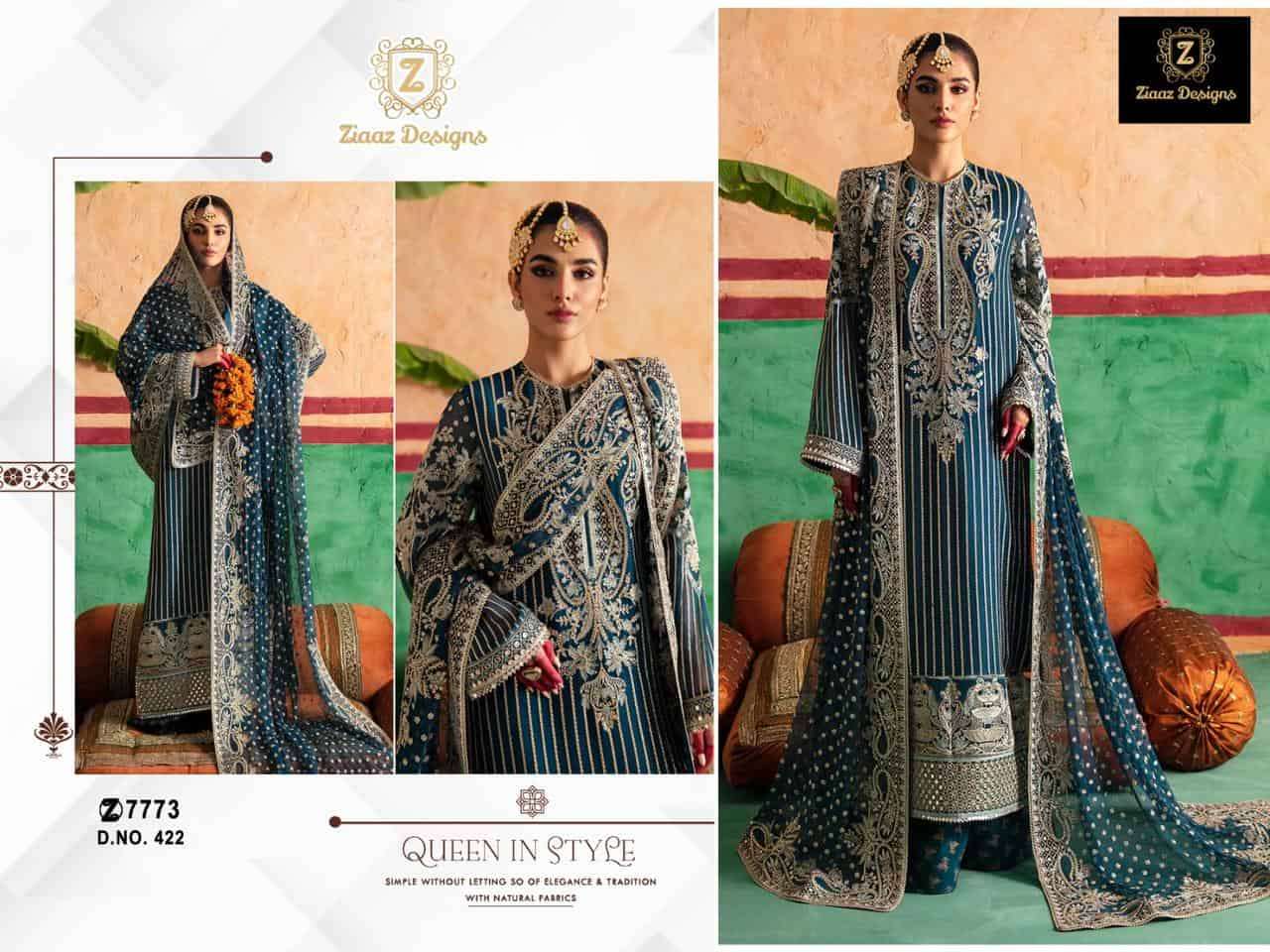 Ziaaz Designs 422 Pakistani Festive Wear Style Heavy Designer  Salwar Suit Collection