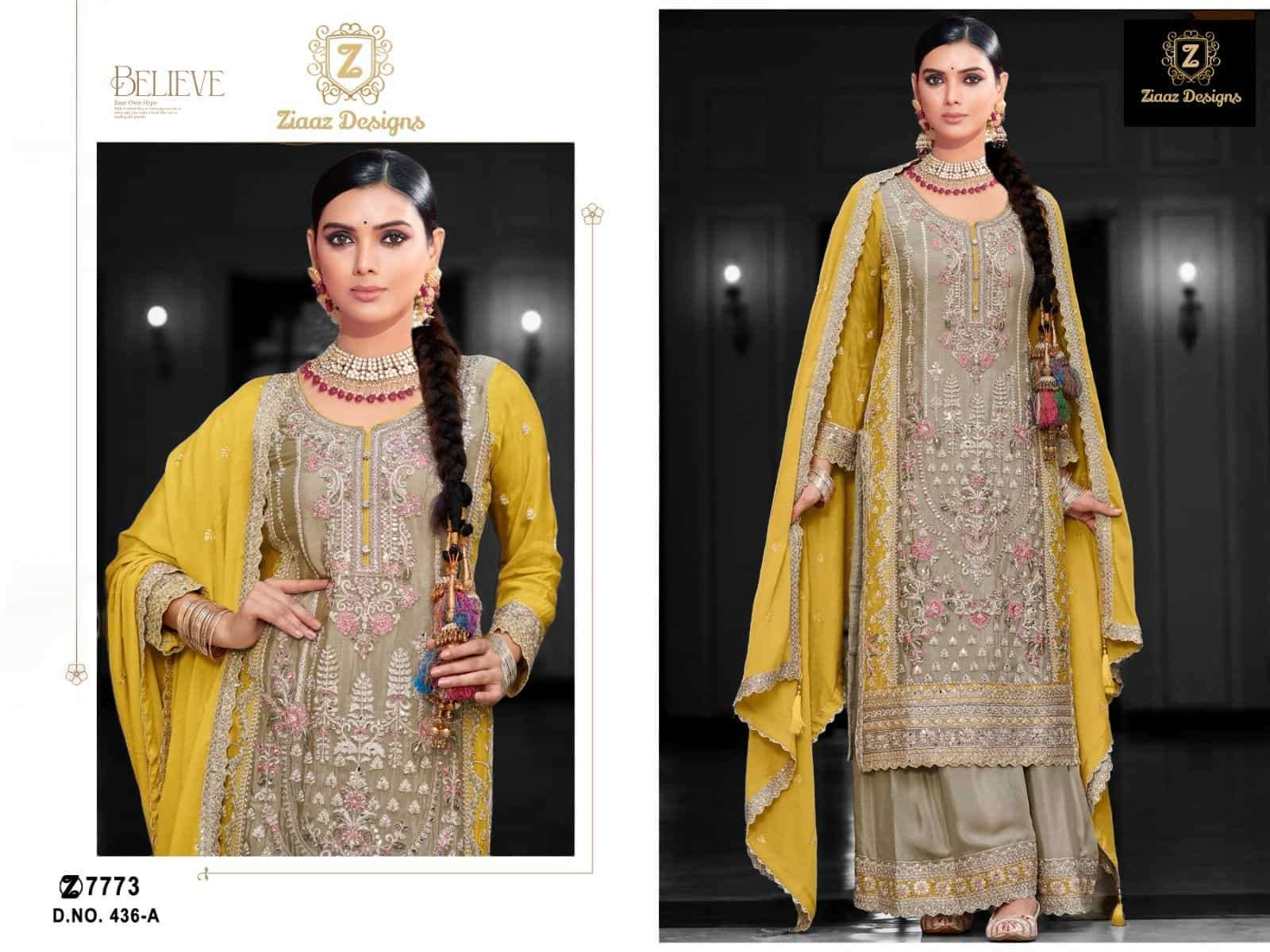 Ziaaz Designs 436 A Festive Wear Style Exclusive Latest Salwar Kameez Exporter 