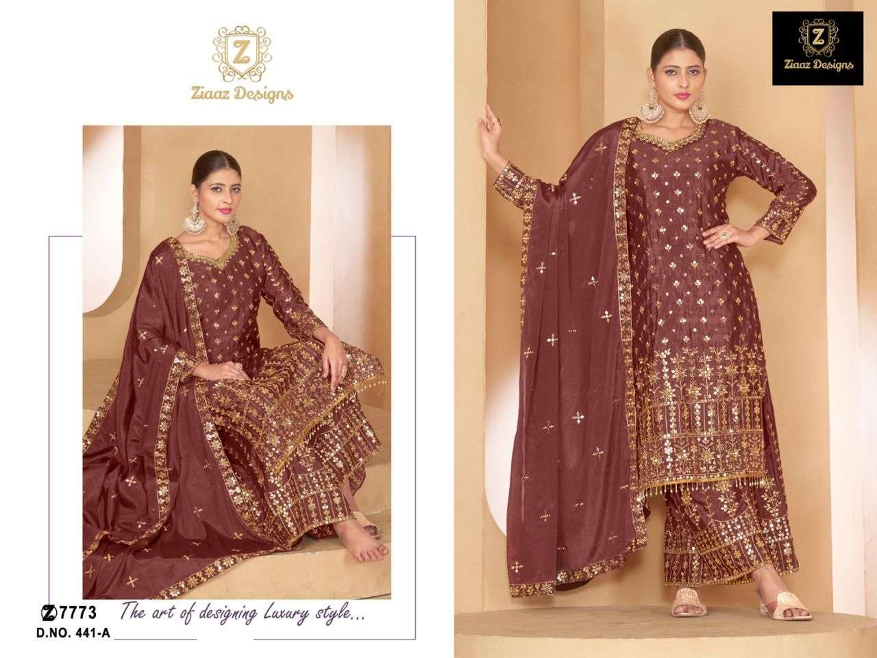Ziaaz Designs 441 A Latest New Heavy Designer Style Pakistani Dress Exporter