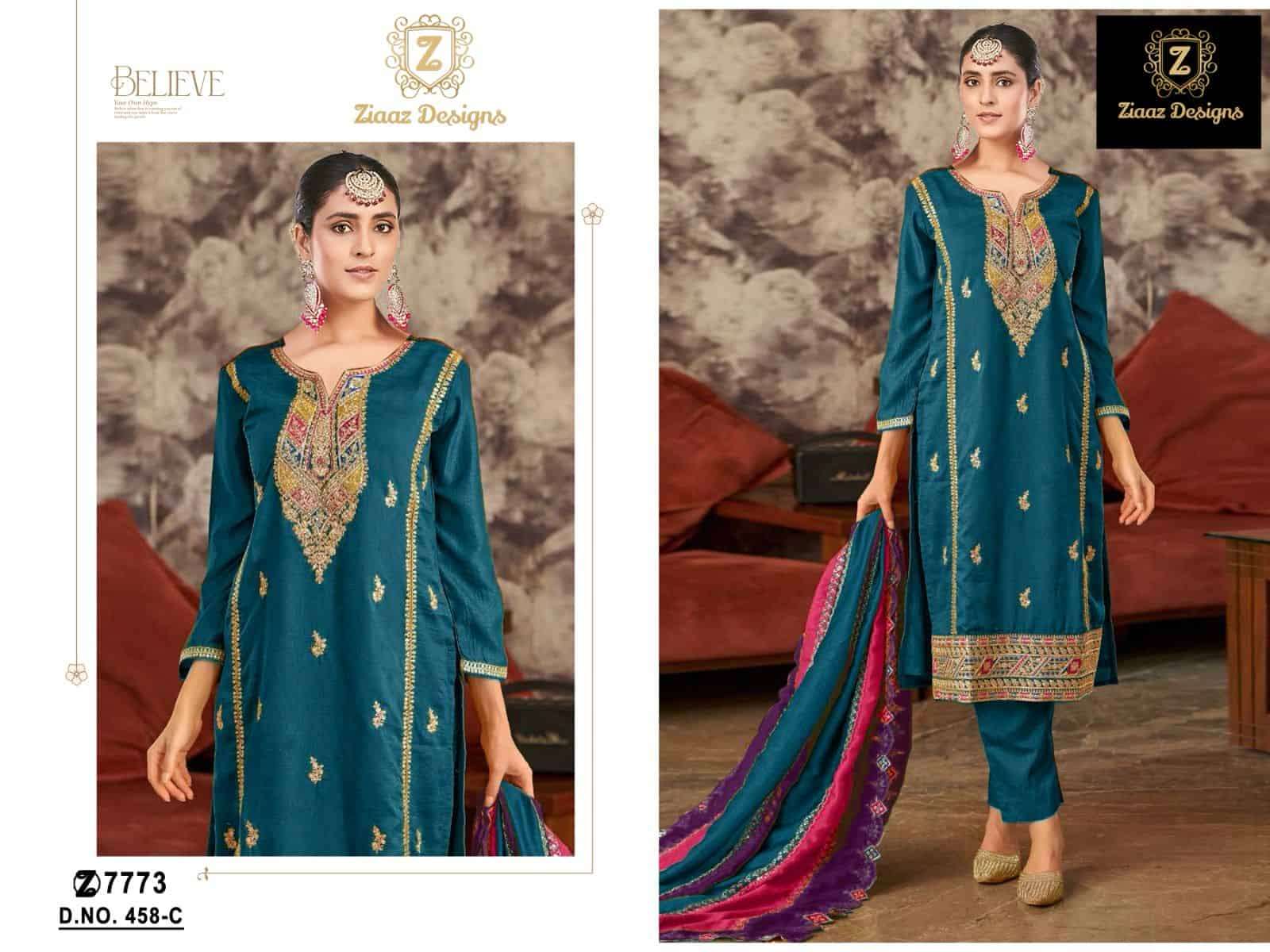 Ziaaz Designs 458 C Festive Wear Style Designer Salwar Kameez Exporter