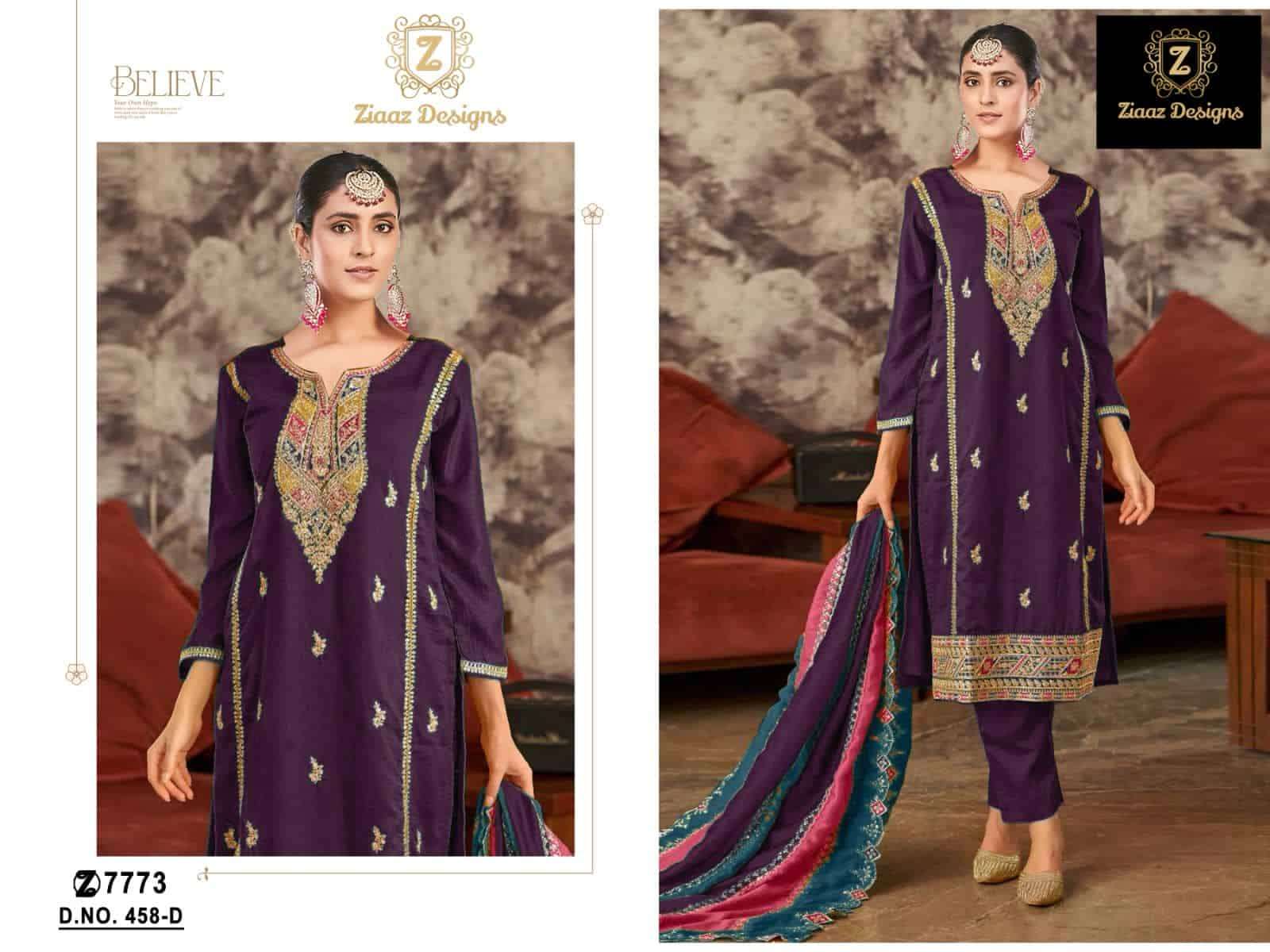 Ziaaz Designs 458 D Latest Pakistani Embroidered Dress Online Dealers