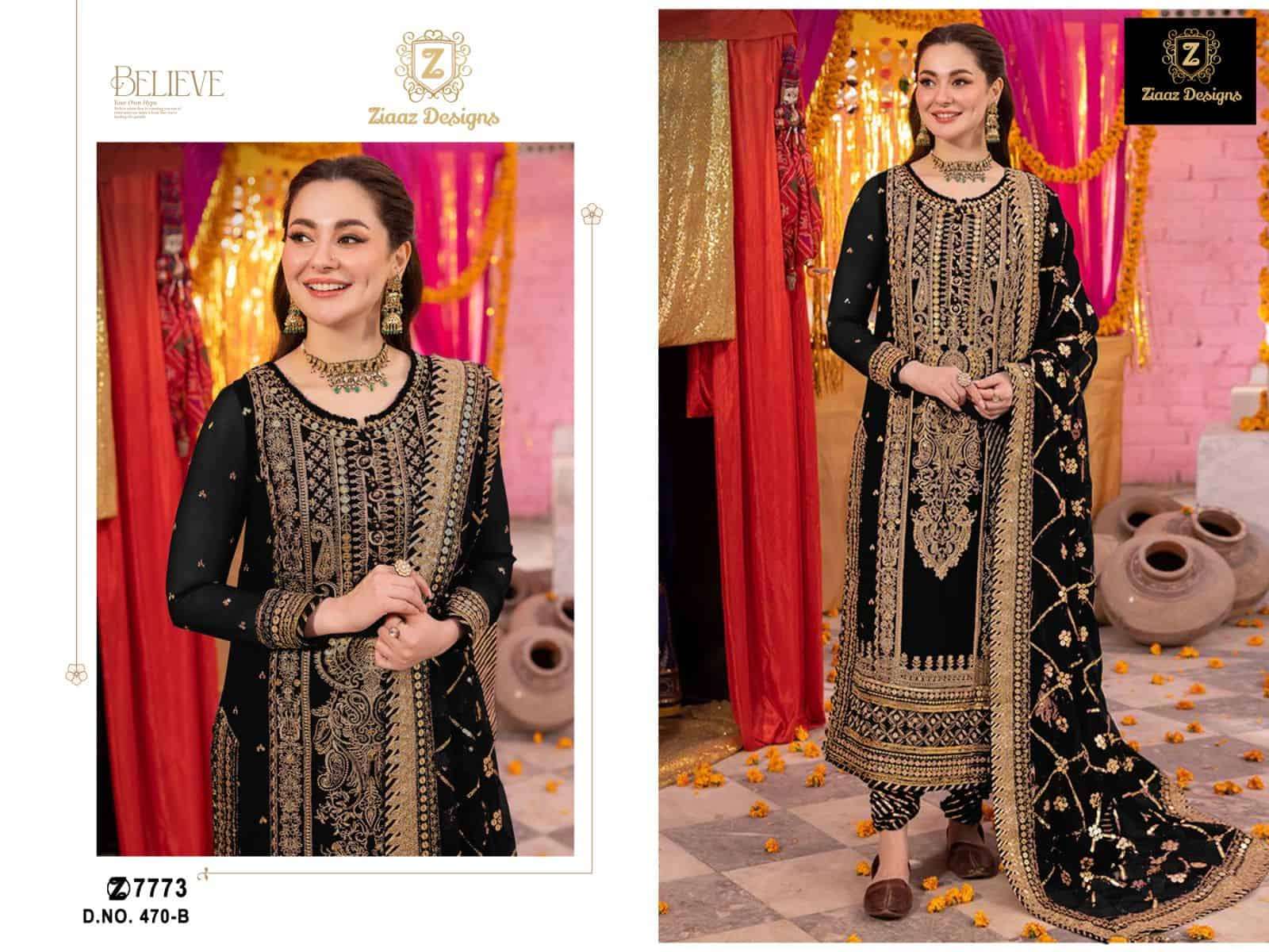 Ziaaz Designs 470 B Pakistani Style Festive Wear Salwar Suit Exporter