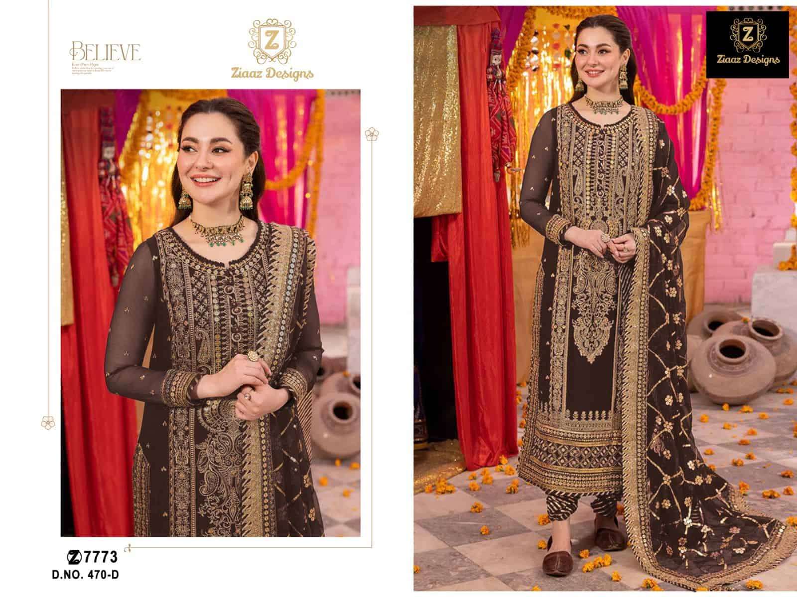 Ziaaz Designs 470 D Exclusive Heavy Designer Pakistani Salwar Suit Online Dealers