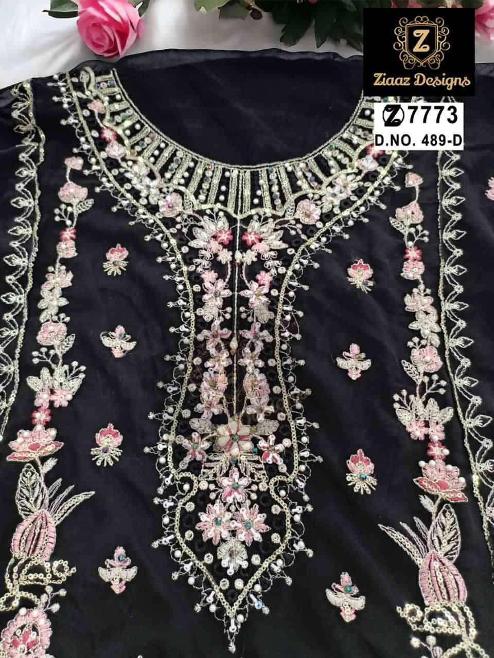 Ziaaz Designs 489 D Fancy Latest Pakistani Designer Dress Online Dealers