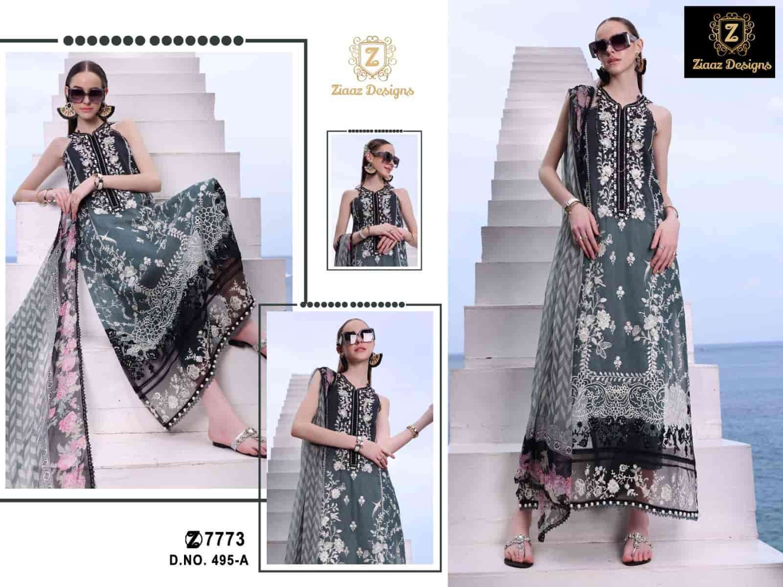 Ziaaz Designs 495 A Pakistani Fancy Designer Style Embroidered Dress Online Dealers