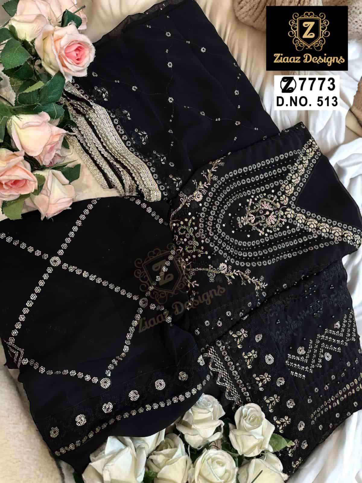 Ziaaz Designs 513 Fancy Embroidered Designer Salwar Suit Online Dealers