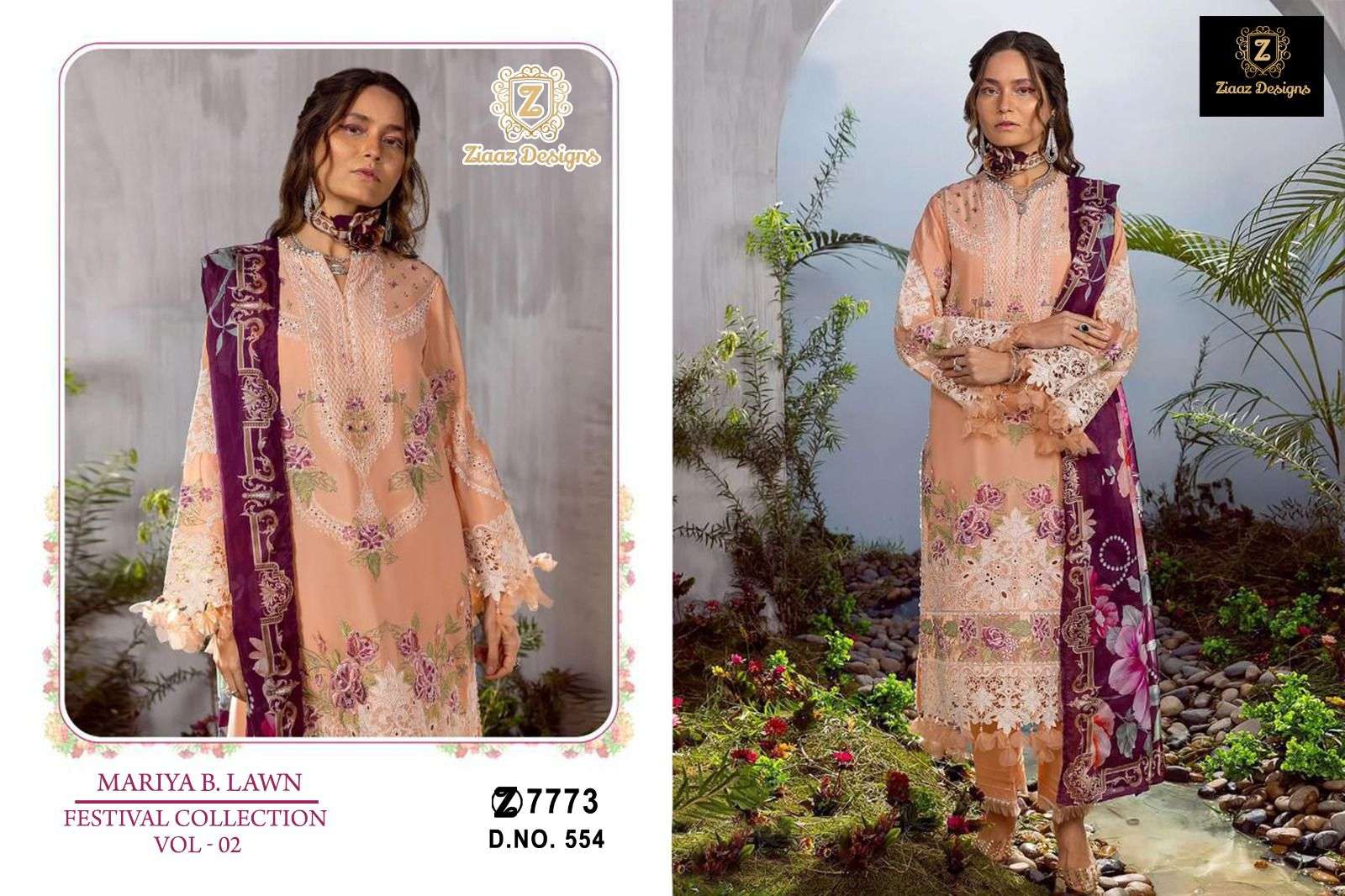 Ziaaz Designs 554 Pakistani Style Designer Cotton Salwar Suit Collection
