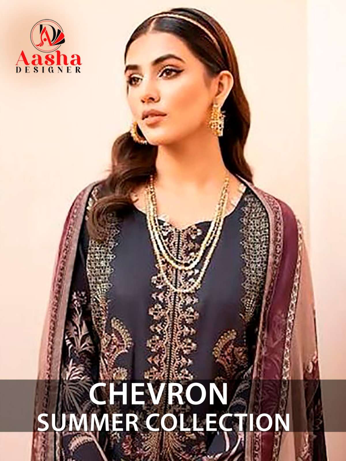 Aasha Designer Chevron Summer Collection Pakistani Cotton Dress Catalog Dealers