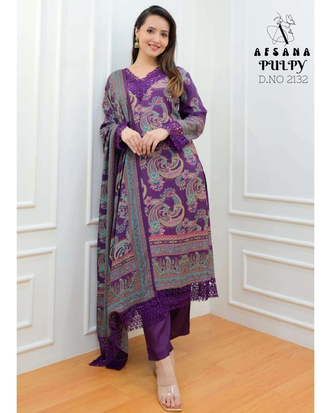Afsana Pulpy 2132 Pakistani Designs Muslin Suit Readymade Catalog