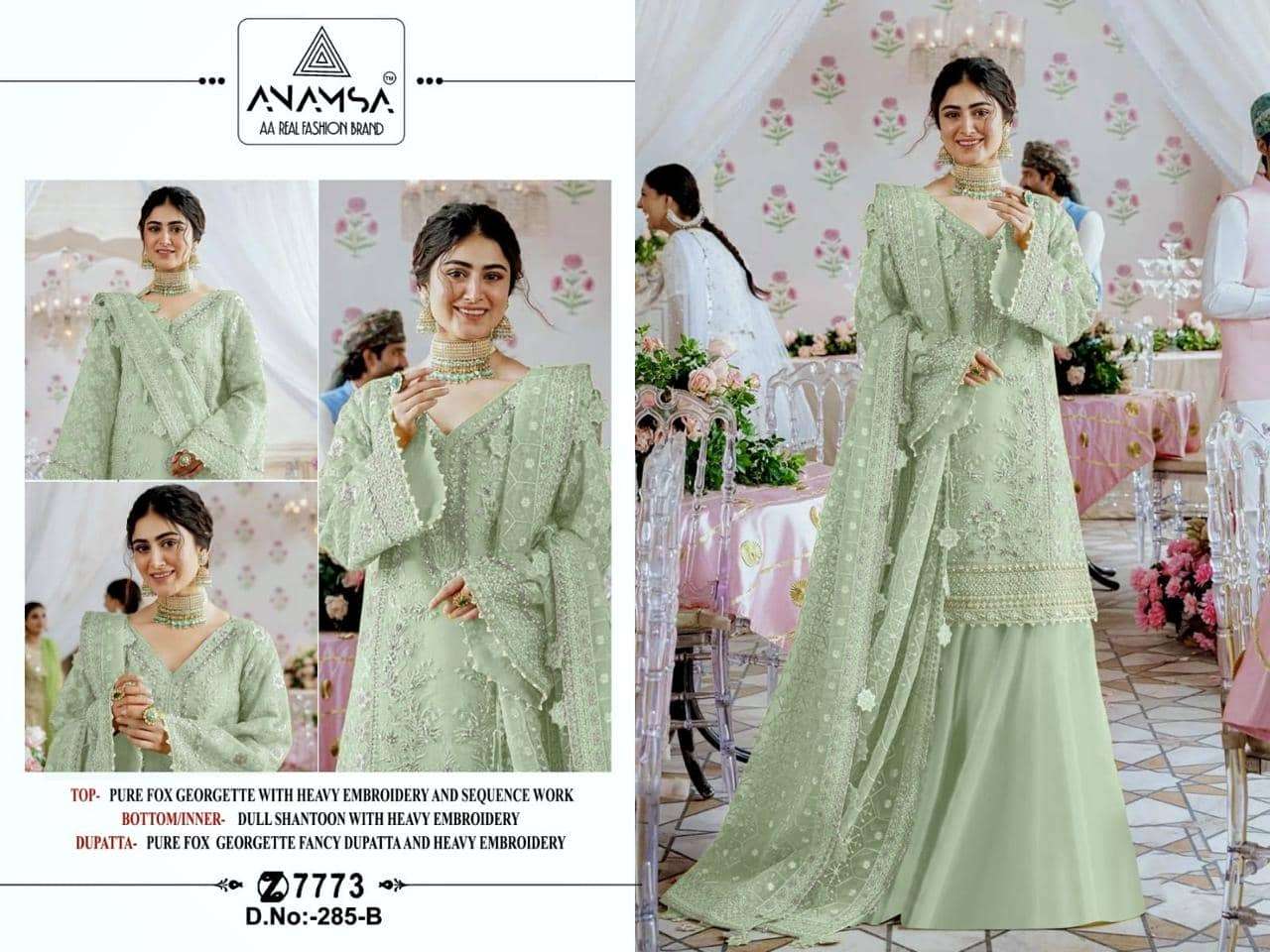 Anamsa 285 B Unstitched Festive Wear Style Designer Embroidered Dress Selection