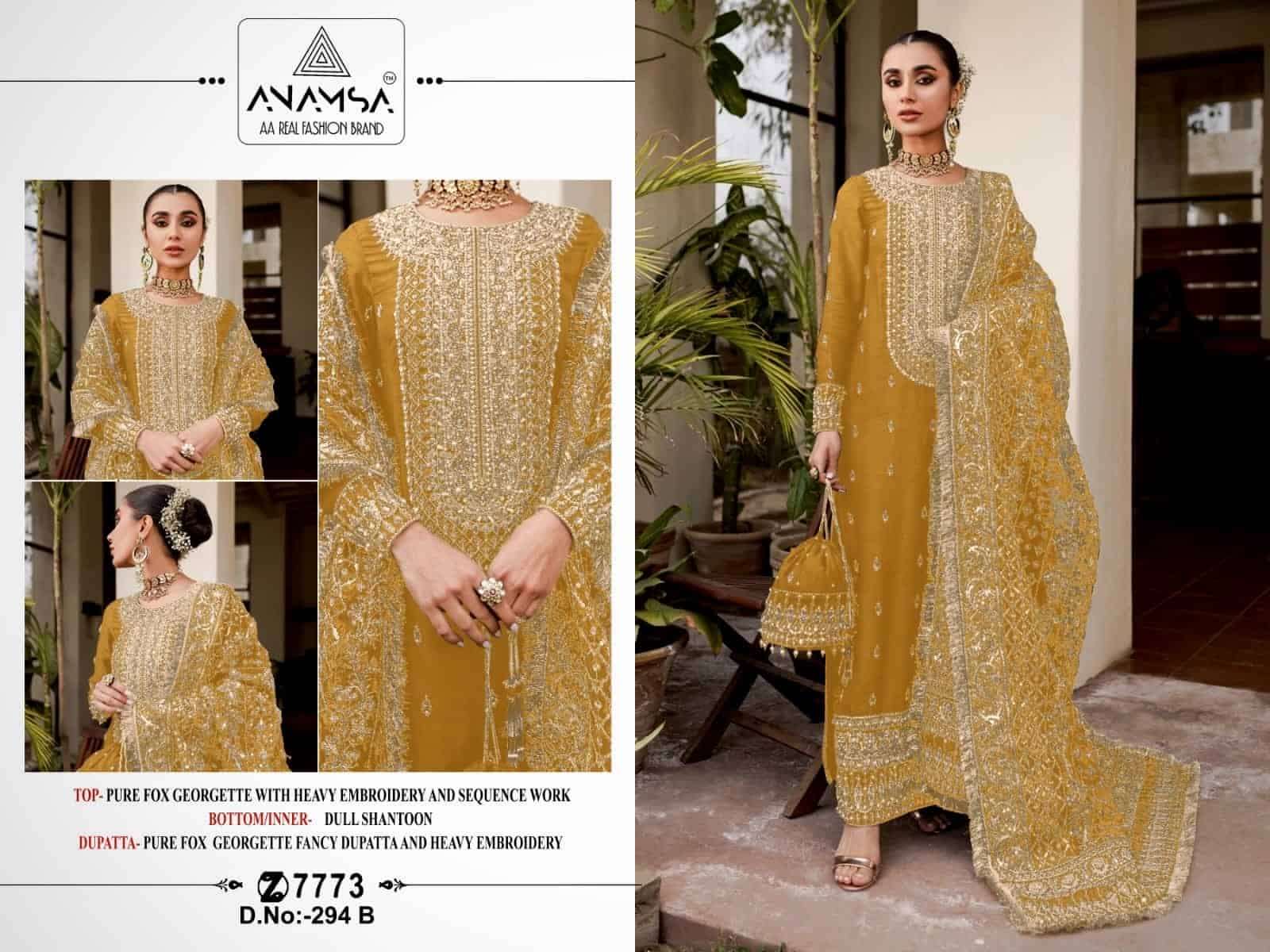 Anamsa 294 B Exclusive Georgette Heavy Embroidered Dress Selection