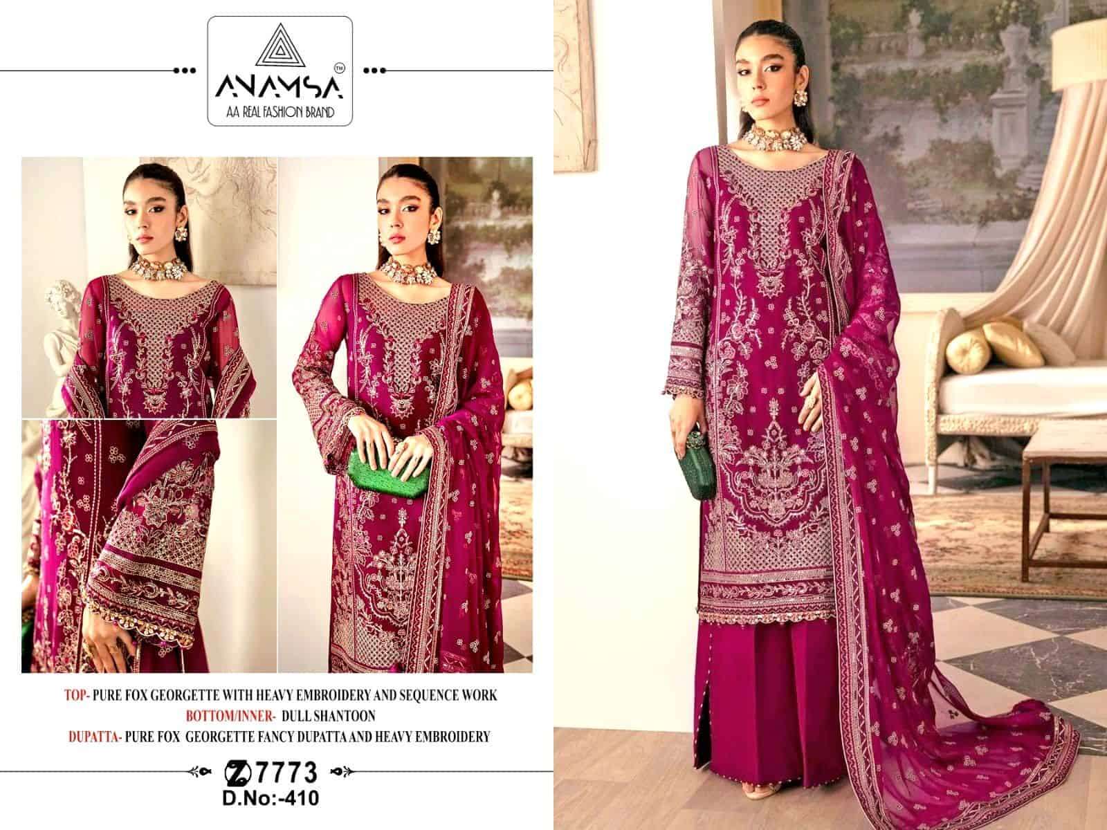 Anamsa 410 Exclusive Latest Embroidered Designer Salwar Kameez Collection