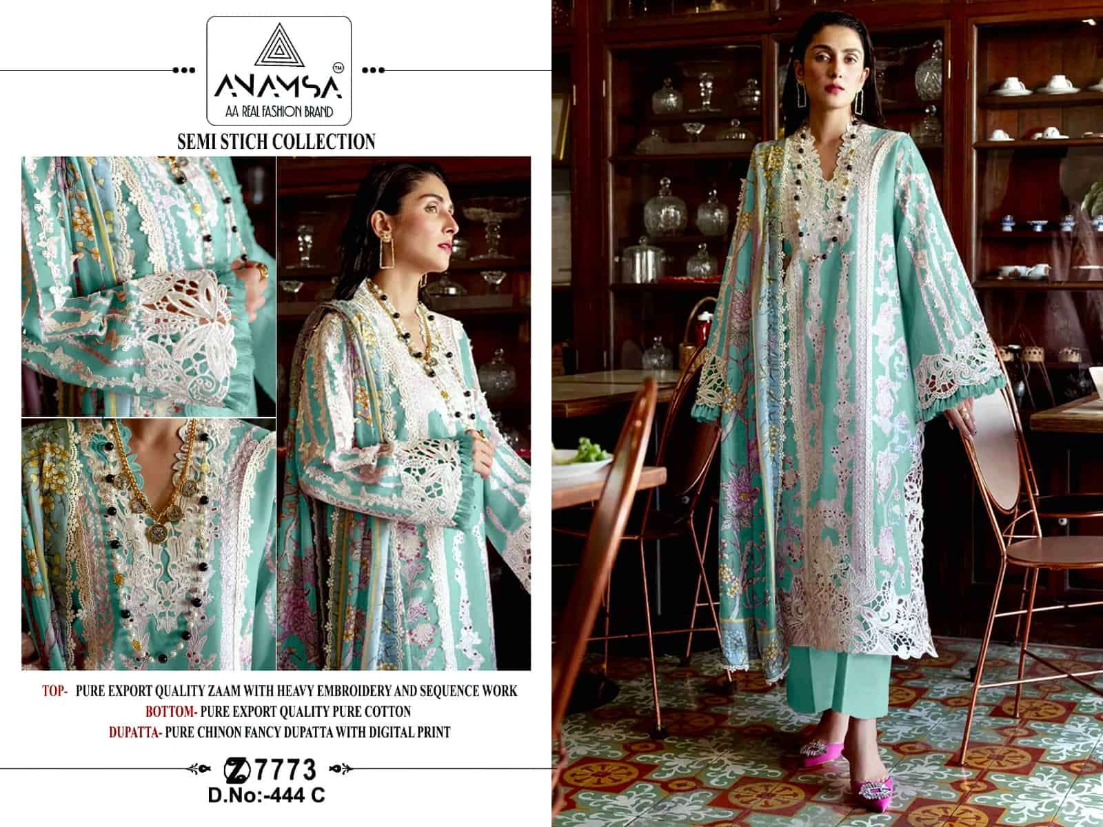 Anamsa 444 C Exclusive Latest Embroidered Designer Dress Collection