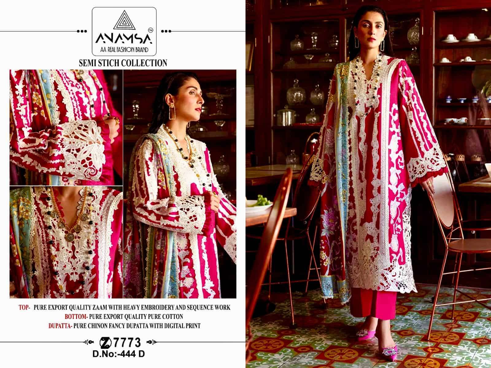 Anamsa 444 D Fancy Designer Pakistani Salwar Suit Online Suppliers