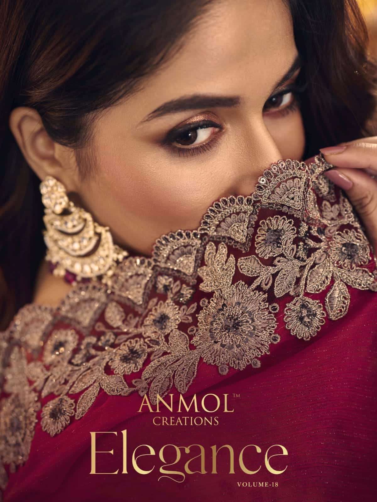 Anmol Creation Elegance Vol 18 13001 To 13014 Party Wear Style Exclusive Saree Catalog Wholesalers