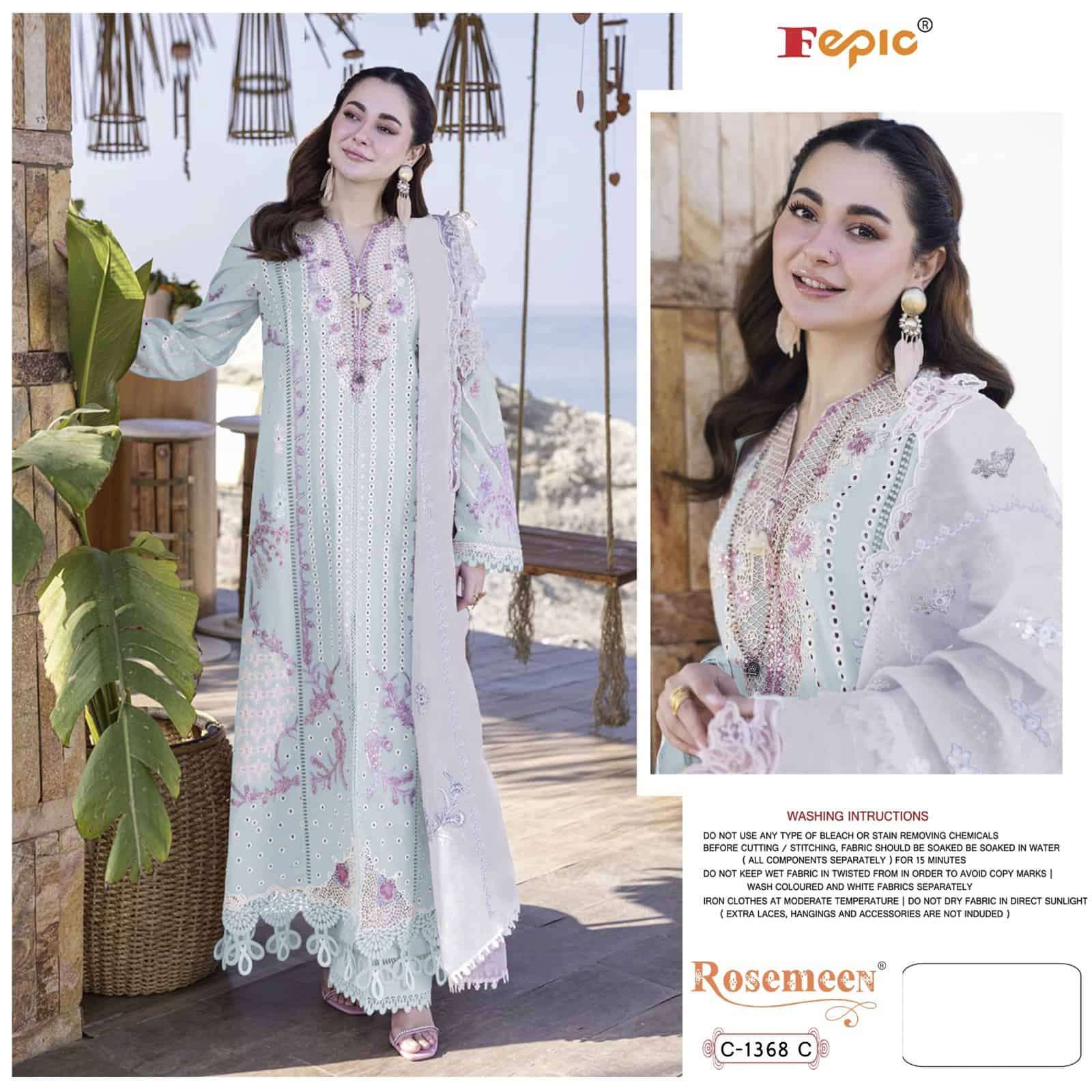Fepic C 1368 C Fancy Latest Designer Style Exclusive Cotton Unstitched Dress Exporter