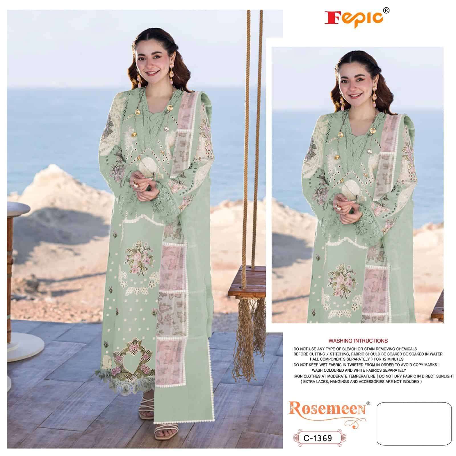 Fepic C 1369 Colors Unstitched Cotton Embroidered Dress Series