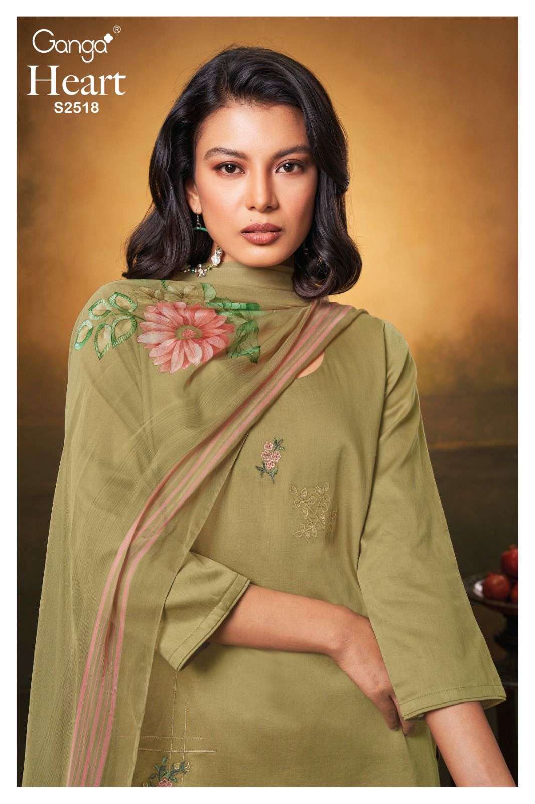 Ganga Heart 2518 Fancy Cotton Silk Ganga Fashion Suits Catalog Exporters