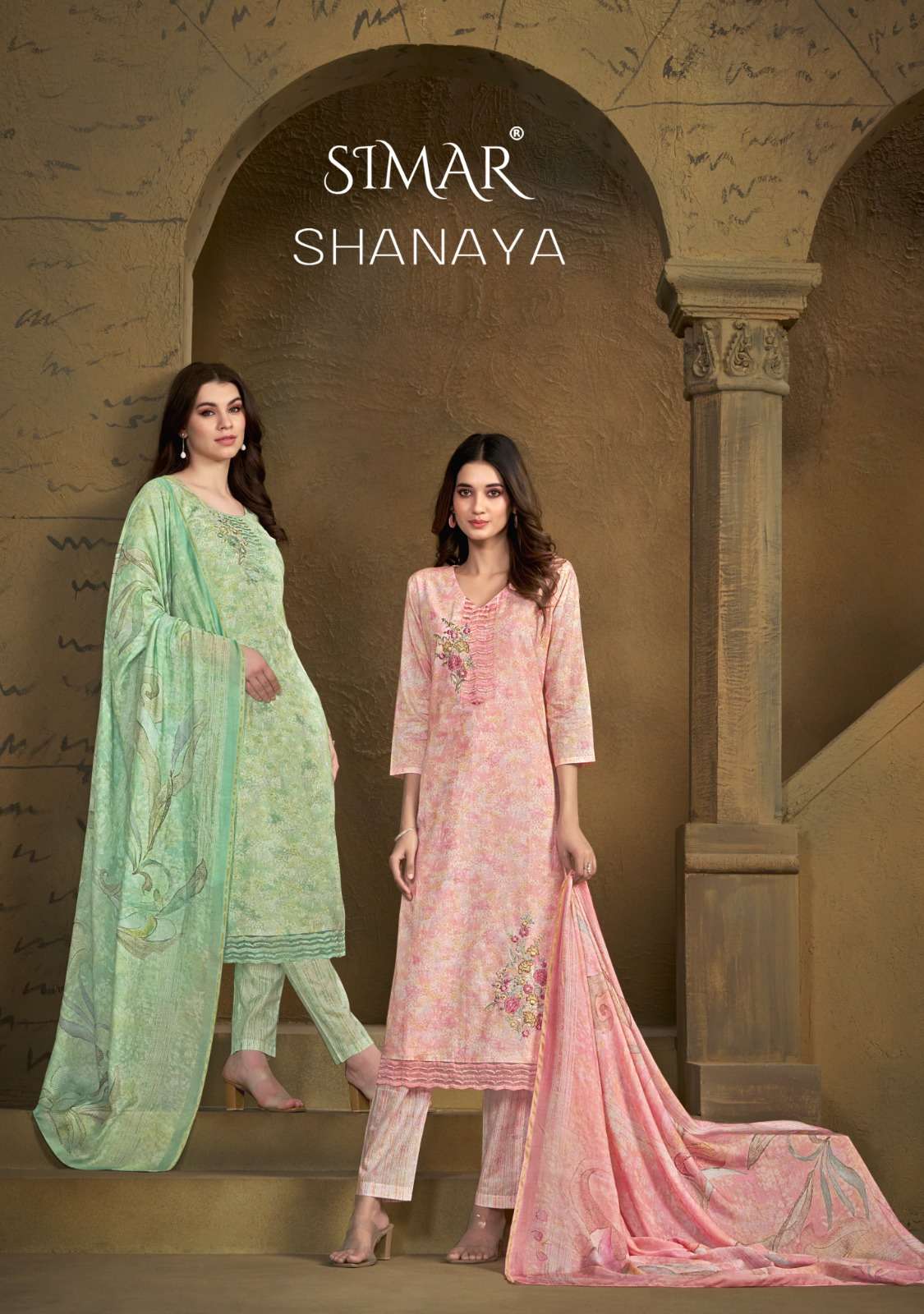 Glossy Simar Shanaya Exclusive Lawn Cotton Ladies Suit Catalog Wholesales