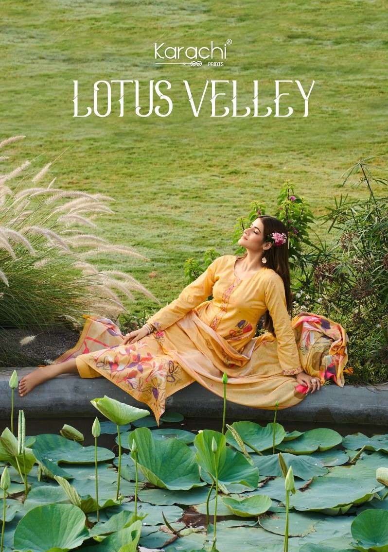 Karachi Prints Kesar Lotus Velley Fancy Elegant Designs Cotton Suit Catalog Dealers