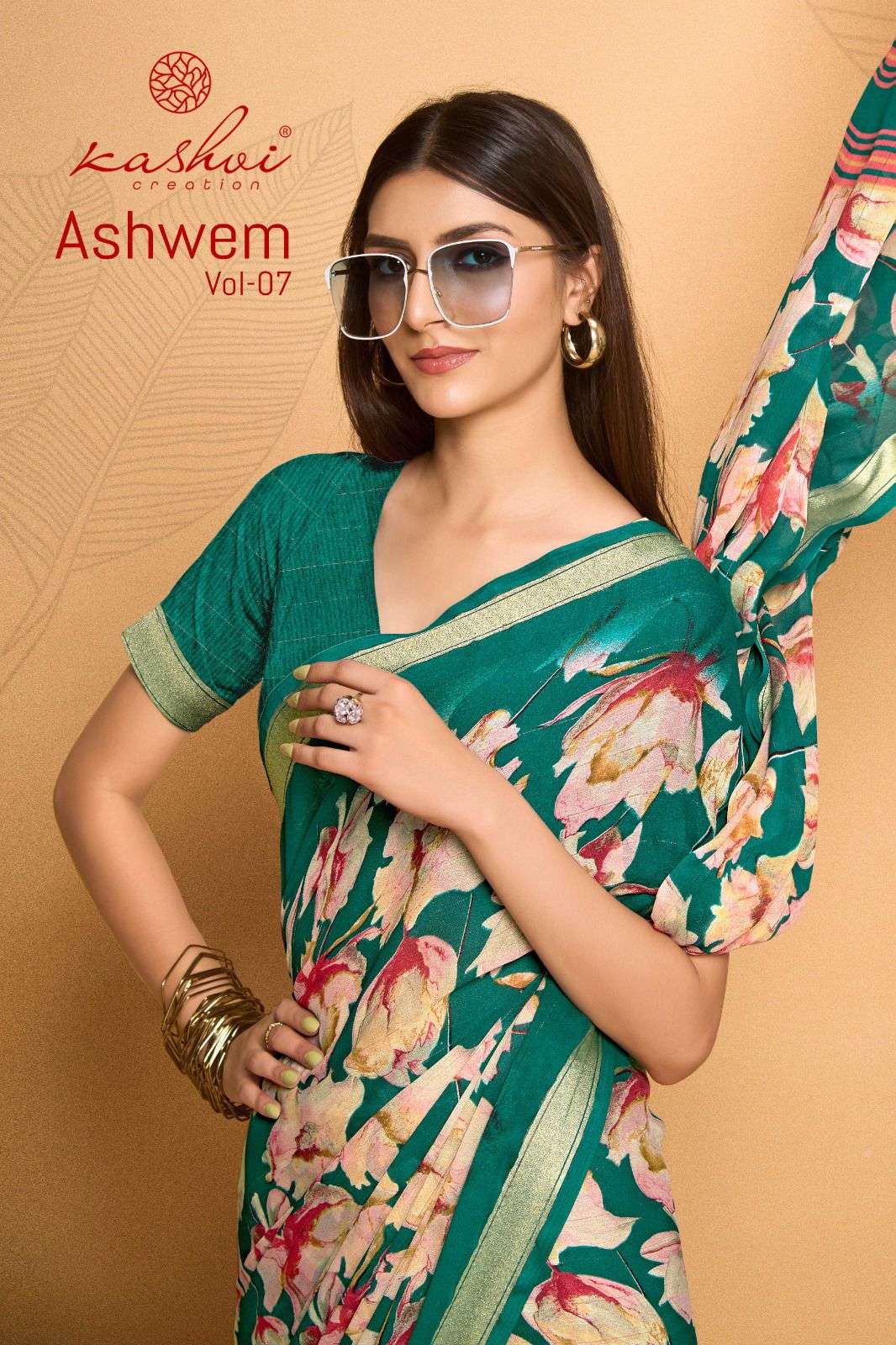 Kashvi Ashwem Vol 7 Moss Print Indian Saree Buyers Online Sales