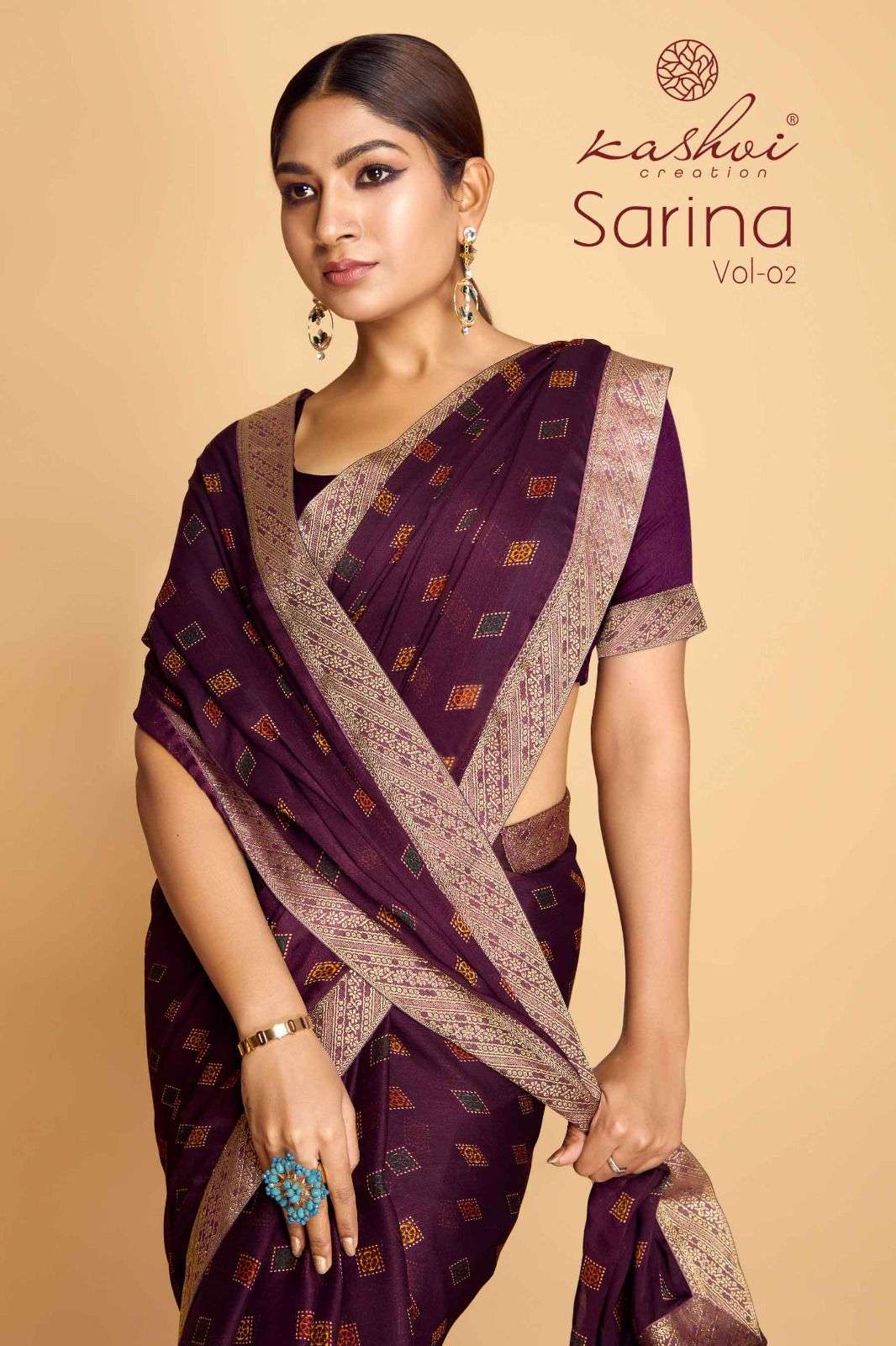 Kashvi Sarina Vol 2 Fancy Moss Print Dark Colors Saree Catalog Dealers