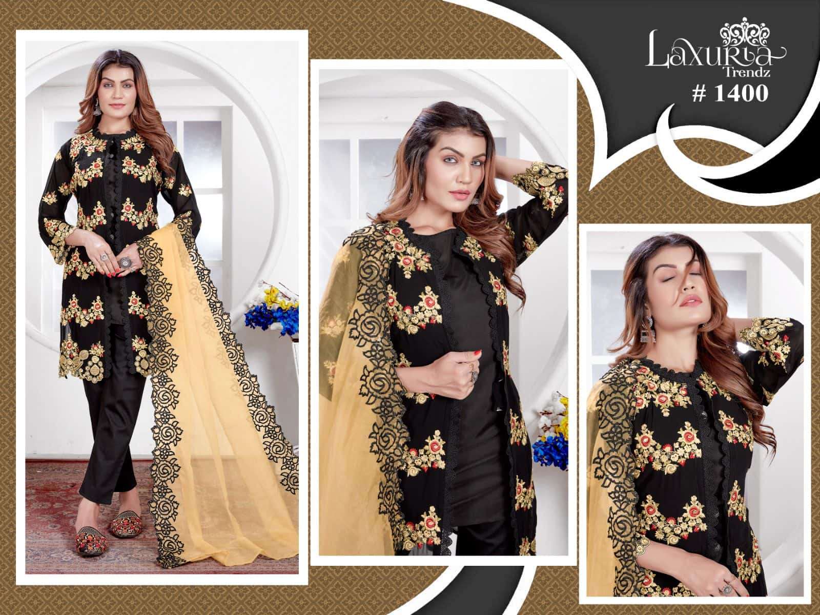 Laxuria Trends 1400 Latest Fancy Designer Ethnic Wear Kurti Bottom Dupatta Set Exporter