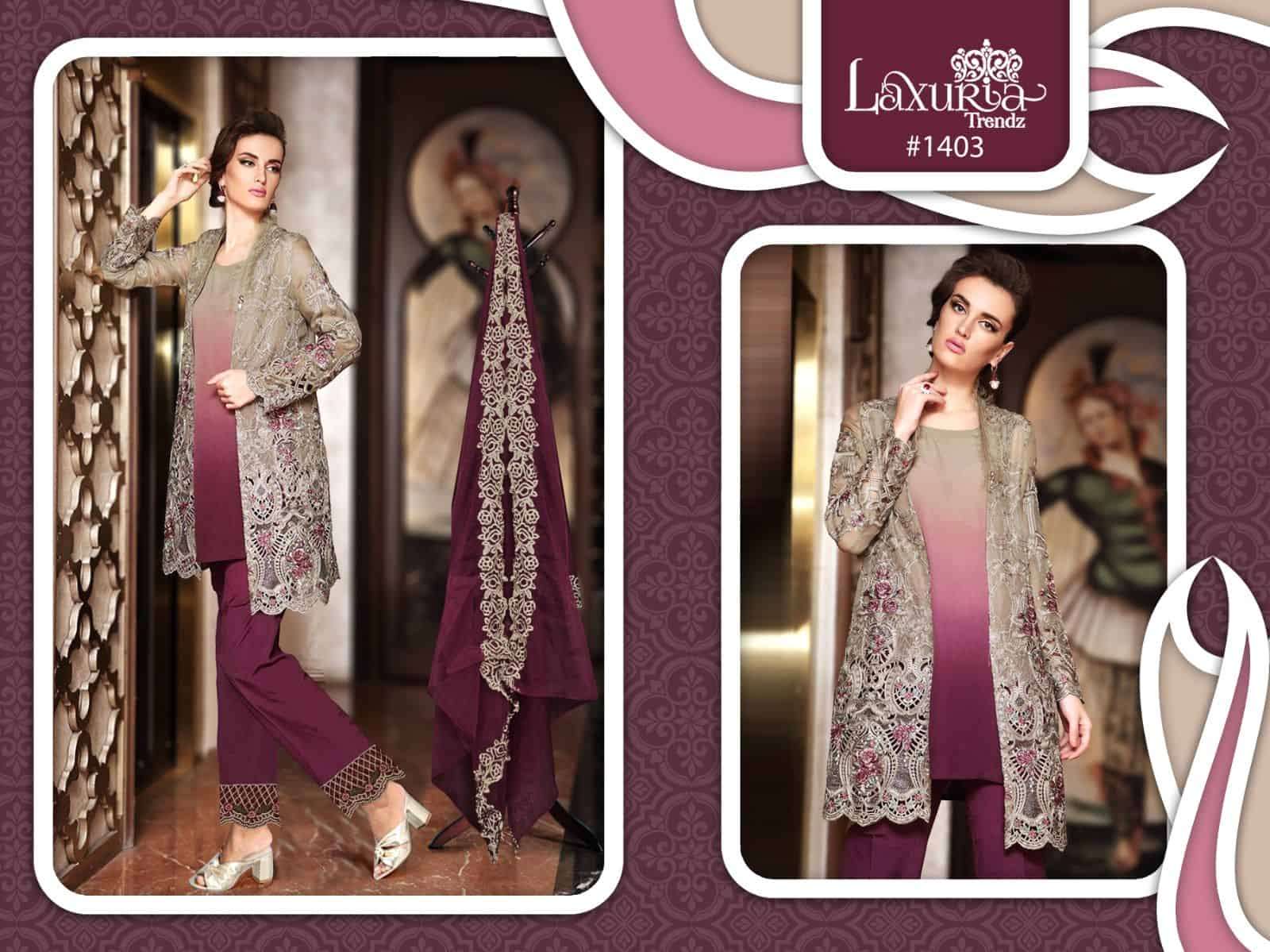 Laxuria Trends 1403 Exclusive Fancy Style Readymade Kurti Bottom Dupatta Collection