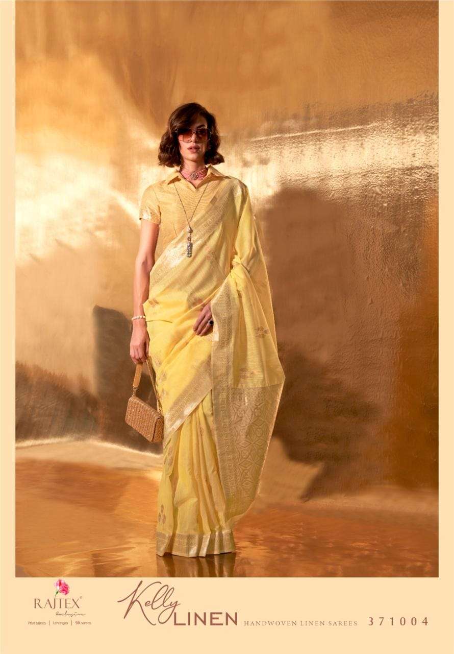 RajTex Kelly Linen 371001 To 371006 Designer Linen Cotton Saree Catalog Wholesalers