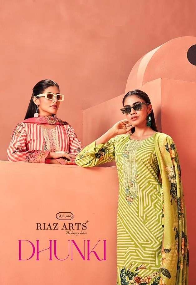 Riaz Arts Dhunki Fancy Printed Lawn Cotton Dress Catalog Exporters