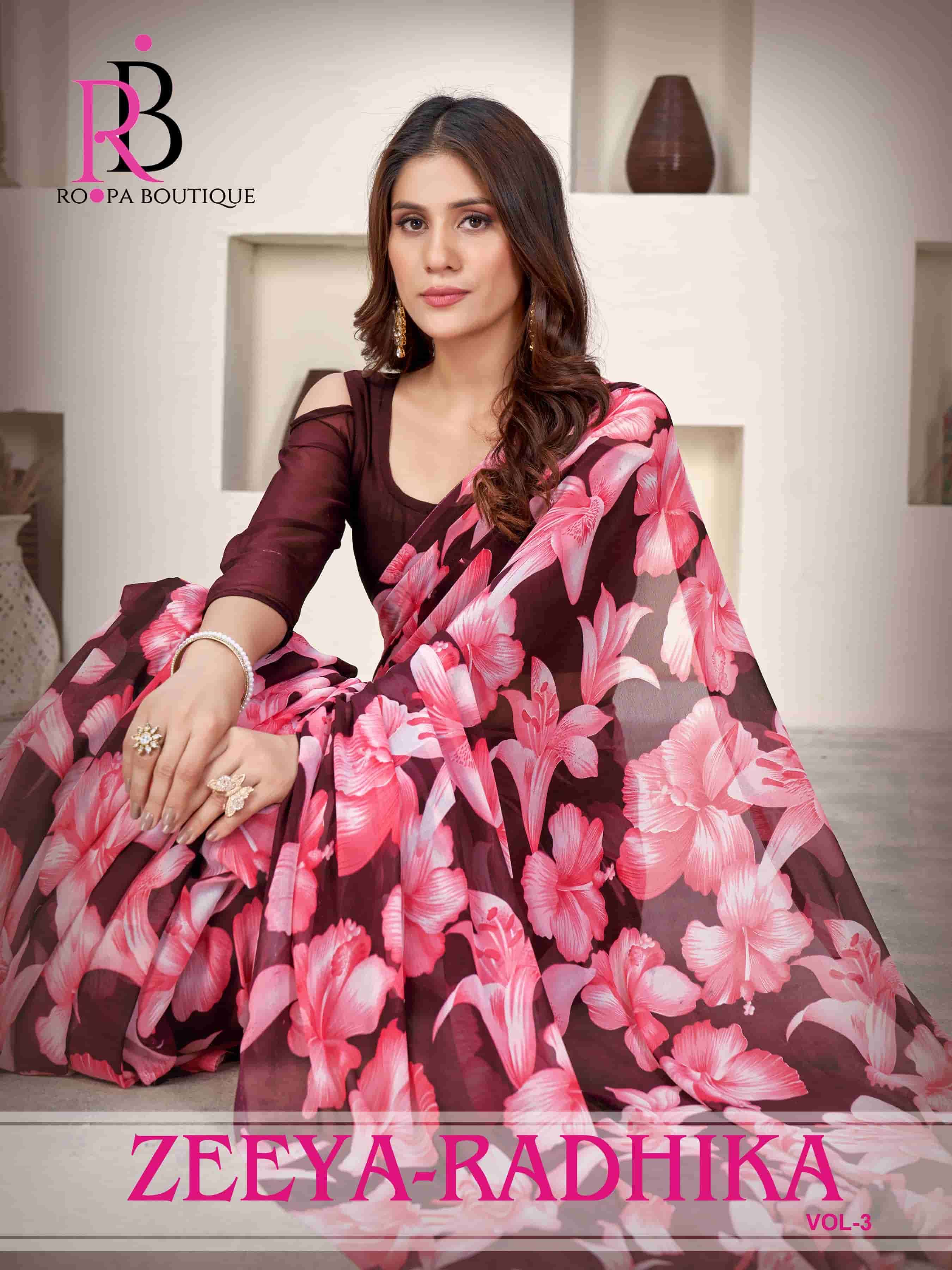 Roopa Zeeya Radhika Vol 3 Latest Daily Wear Style Printed Saree Catalog Wholesalers