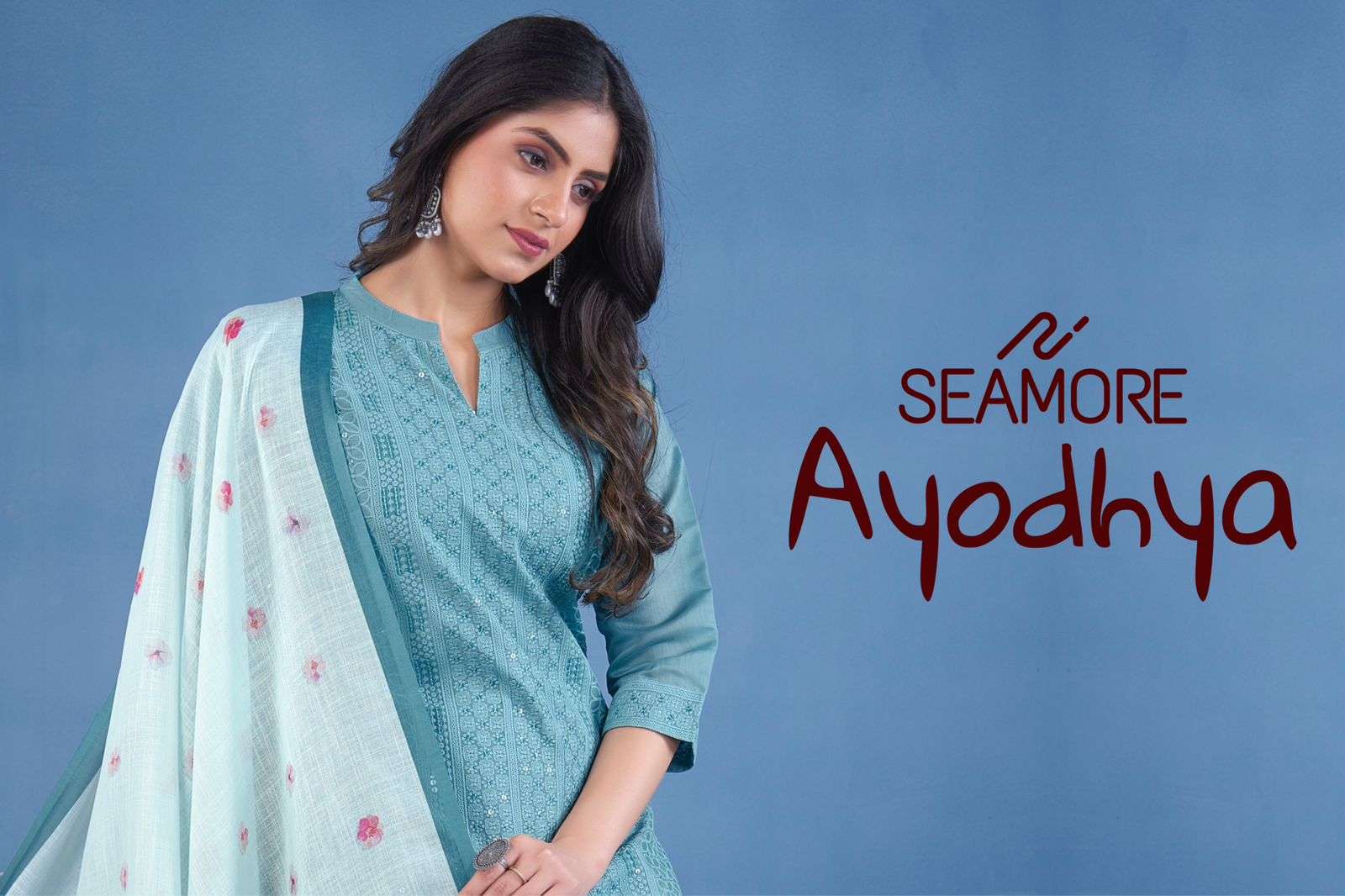 Seamore Ayodhya Fancy Embroidered Kurti Pant Dupatta Pair New Designs