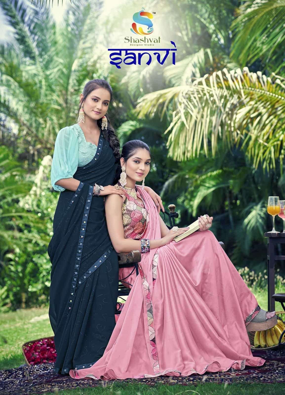 Shashvat Sanvi 009 To 017 latest Fancy Style Georgette Saree Catalog Collection