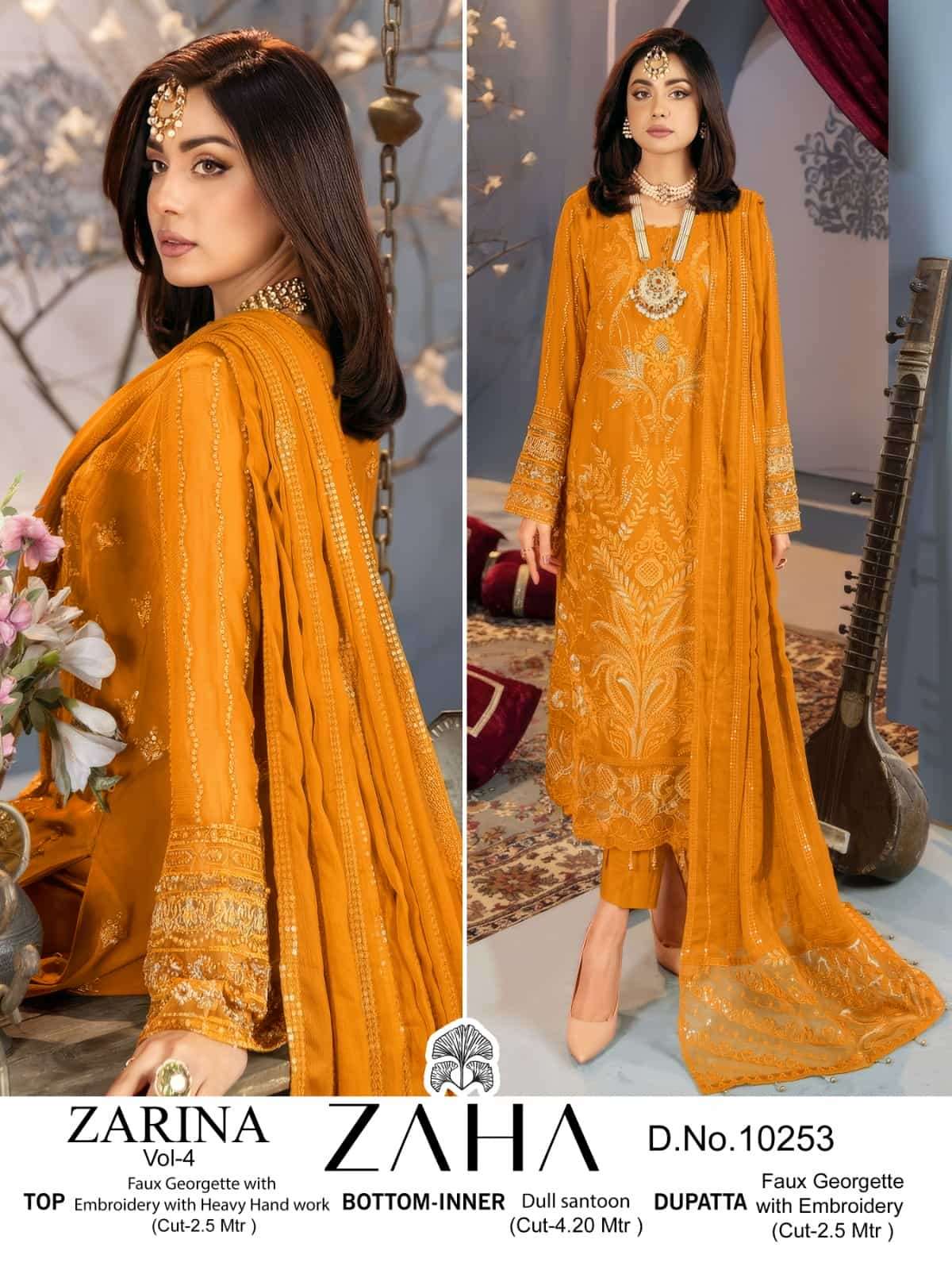 Zaha 10253 Exclusive Heavy Embroidered Georgette Pakistani Dress Range