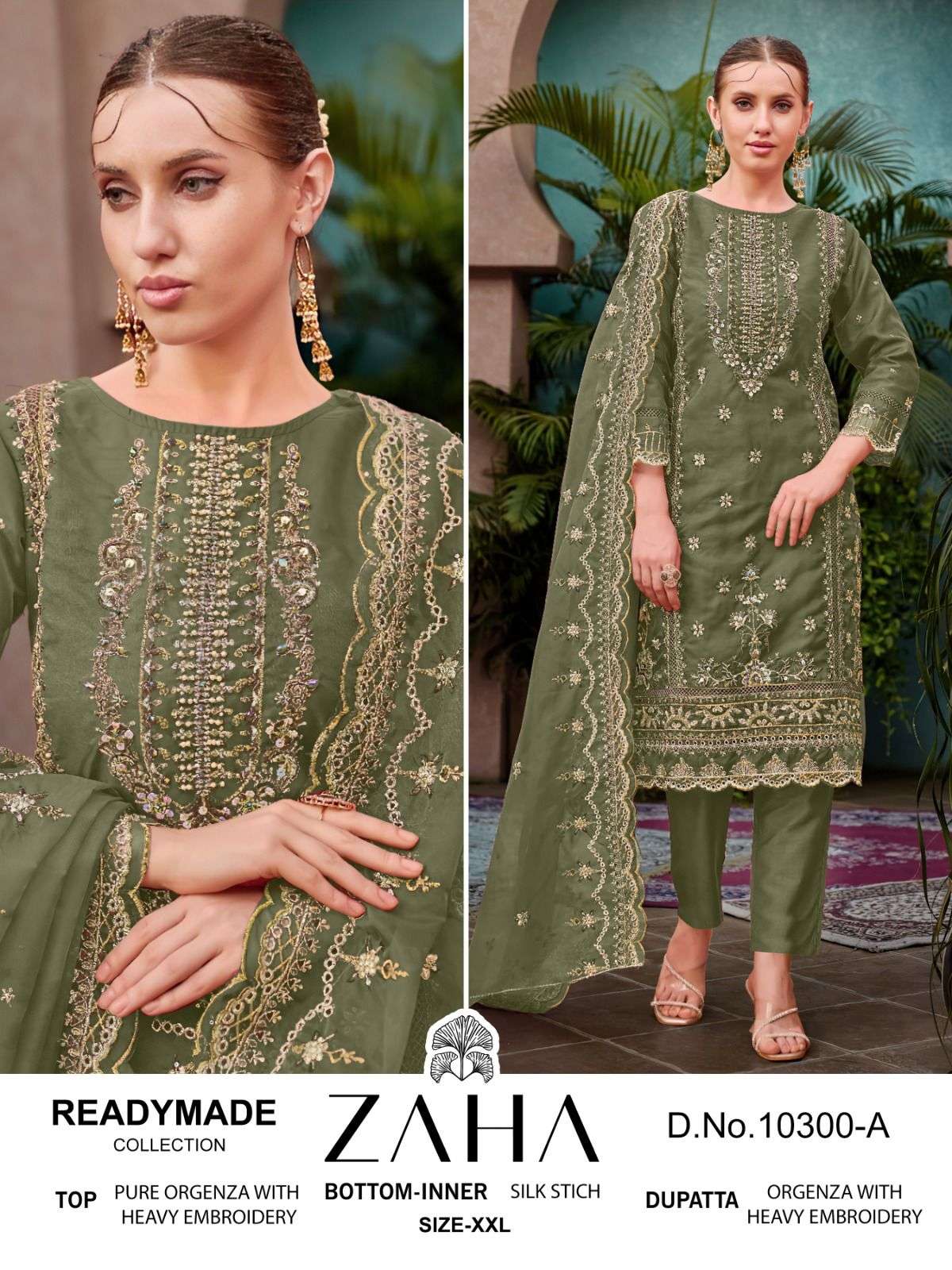 Zaha 10300 Colors Readymade Pakistani Organza Dress Catalog Dealers