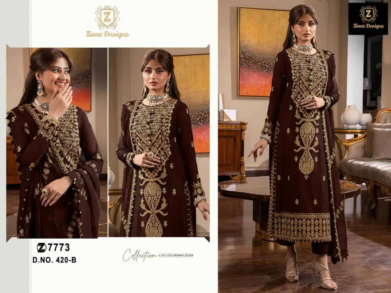 Ziaaz Designs 420 B Festive Wear Style Exclusive Embroidered Dress Online Dealers