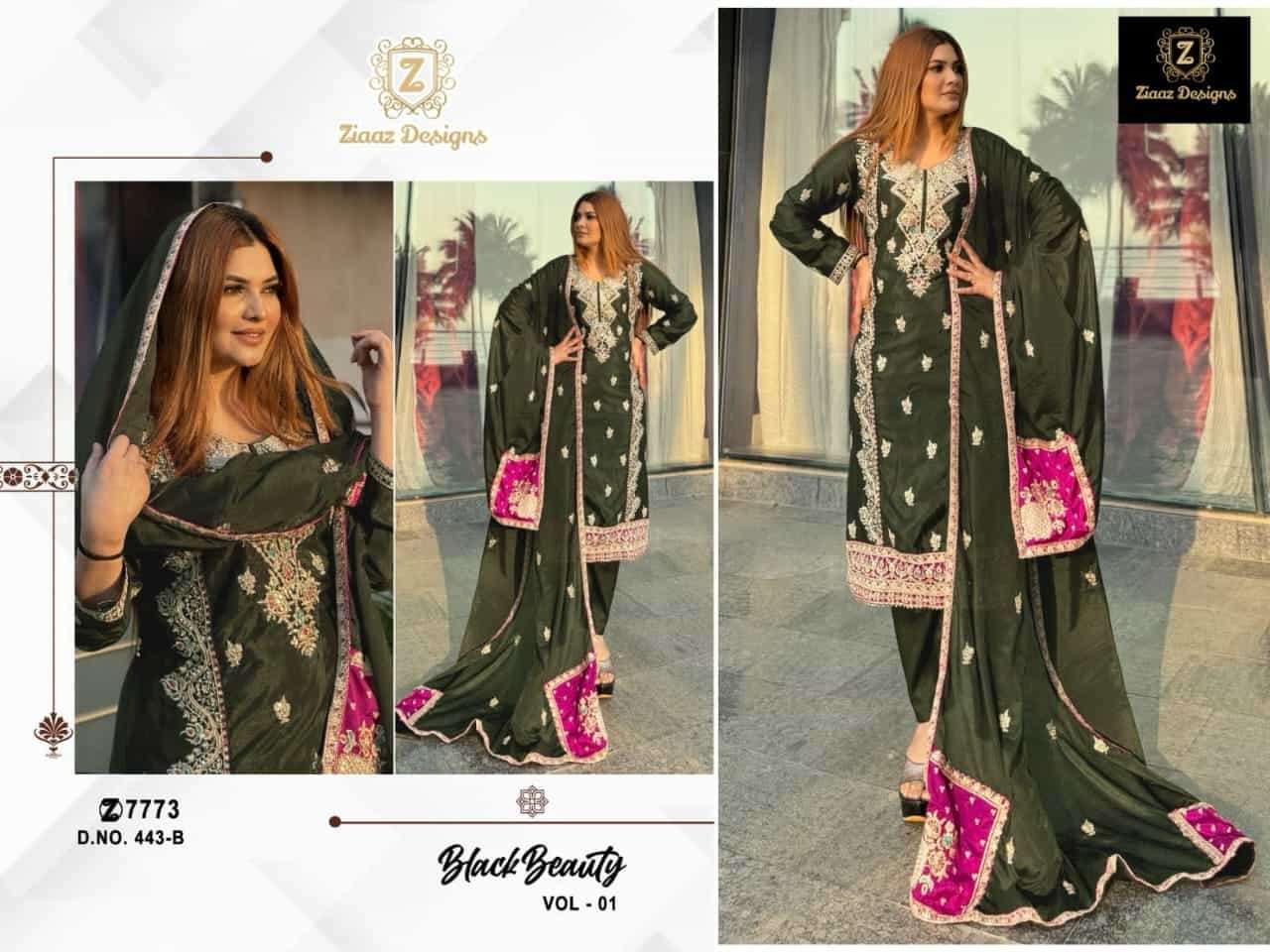Ziaaz Designs 443 B Latest Fancy Embroidered Pakistani Dress Online Dealers