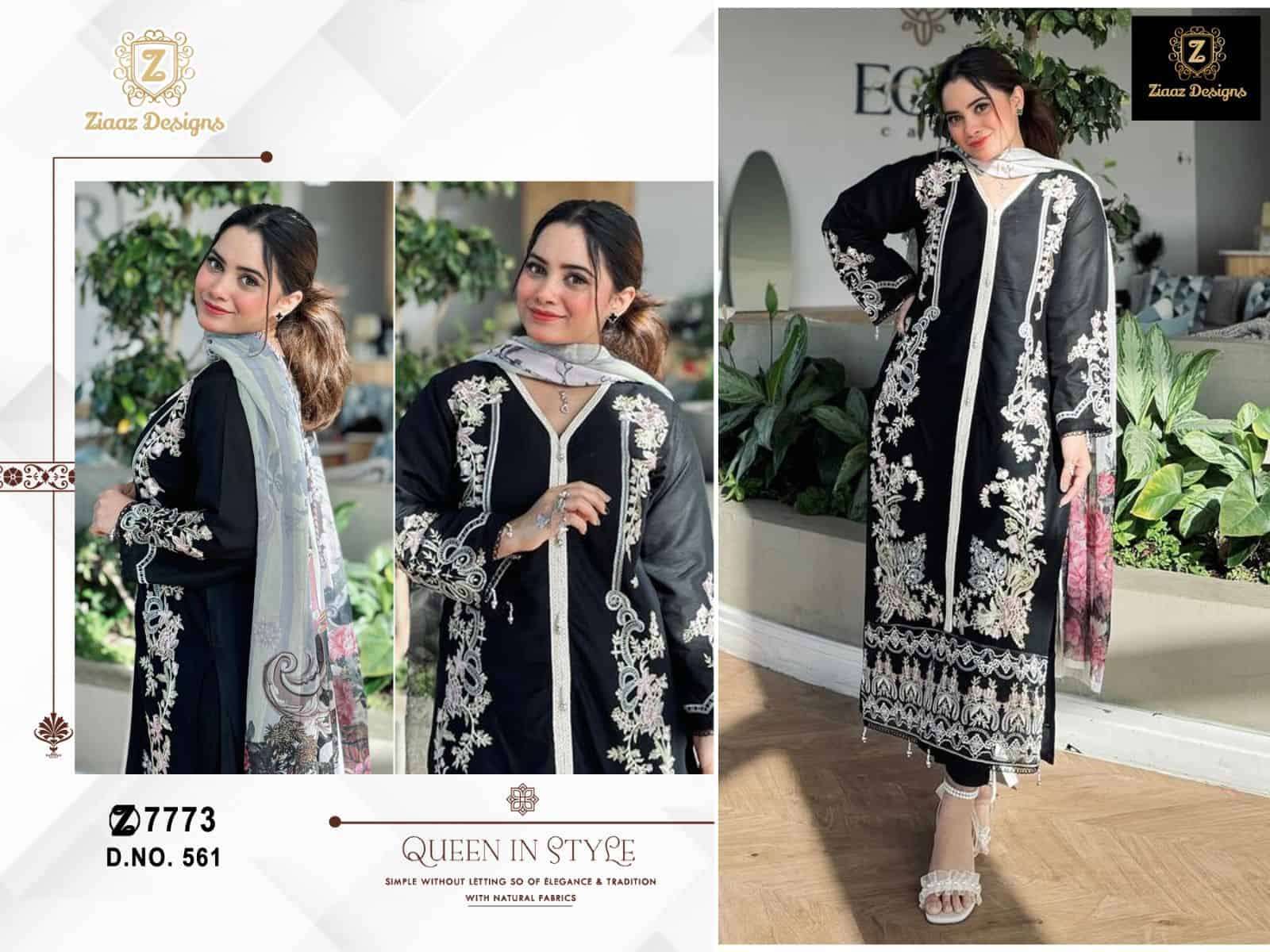 Ziaaz Designs 561 Designer Embroidered Pakistani Cotton Suit Exporter