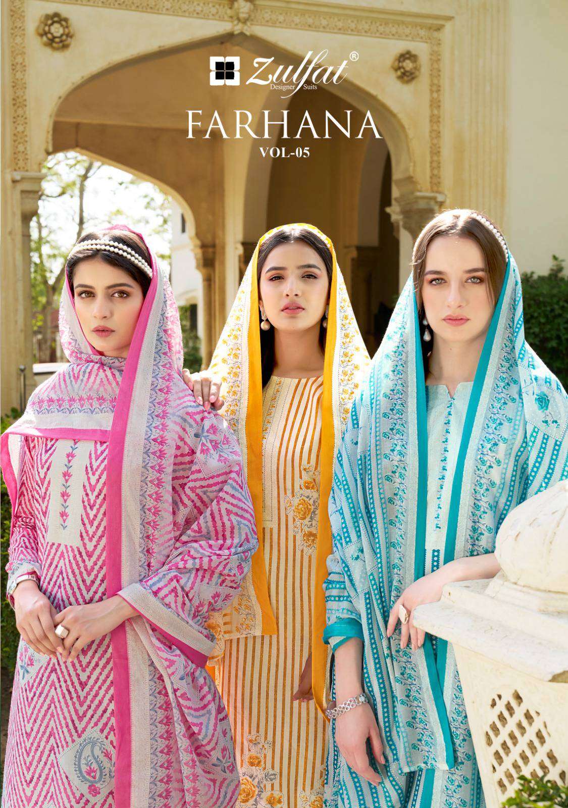 Zulfat Farhana Vol 5 Printed Pure Cotton Unstitch Suit Catalog Exporters