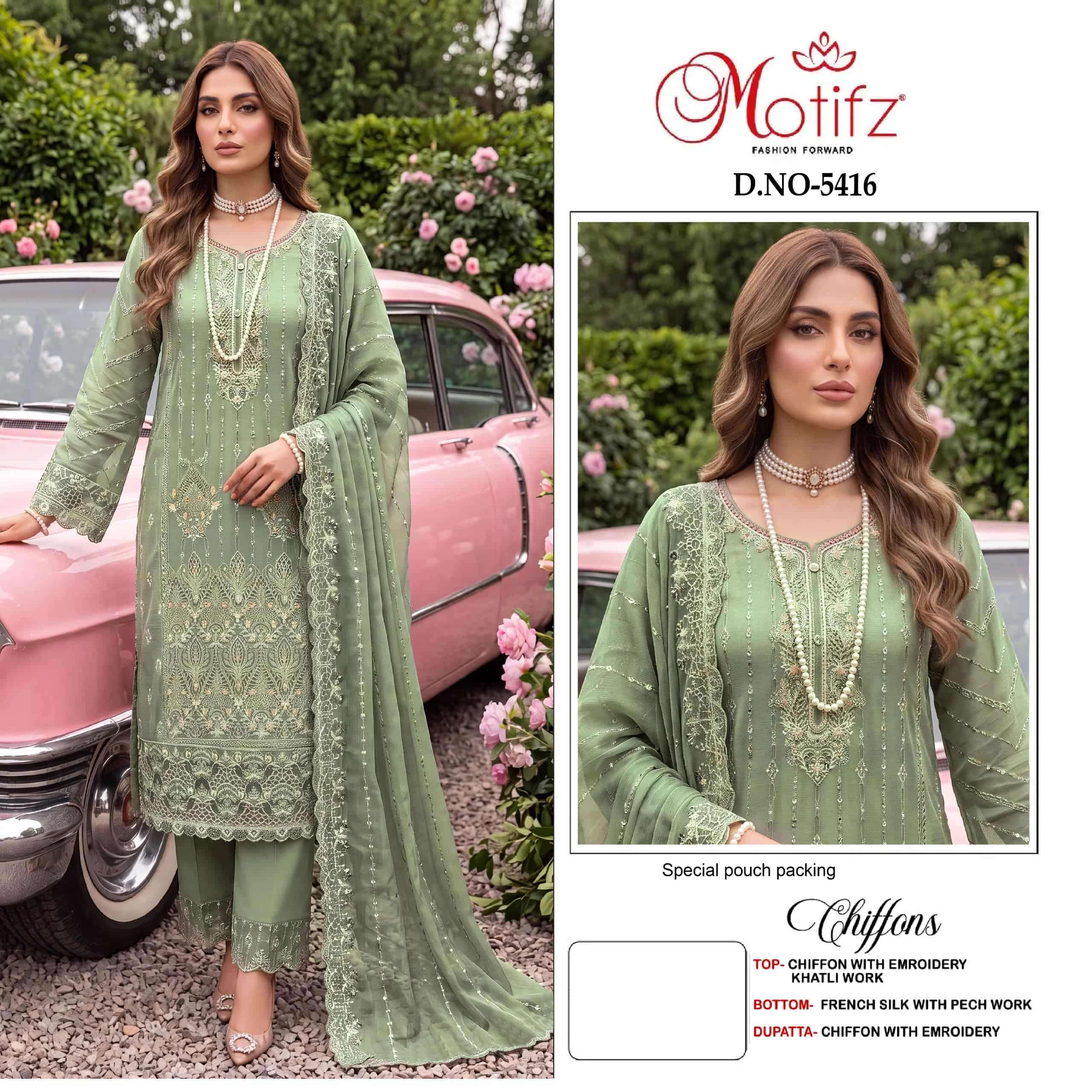 Motifz D 5416 Abcd Designer Chiffon Pakistani Suit Latest Collection