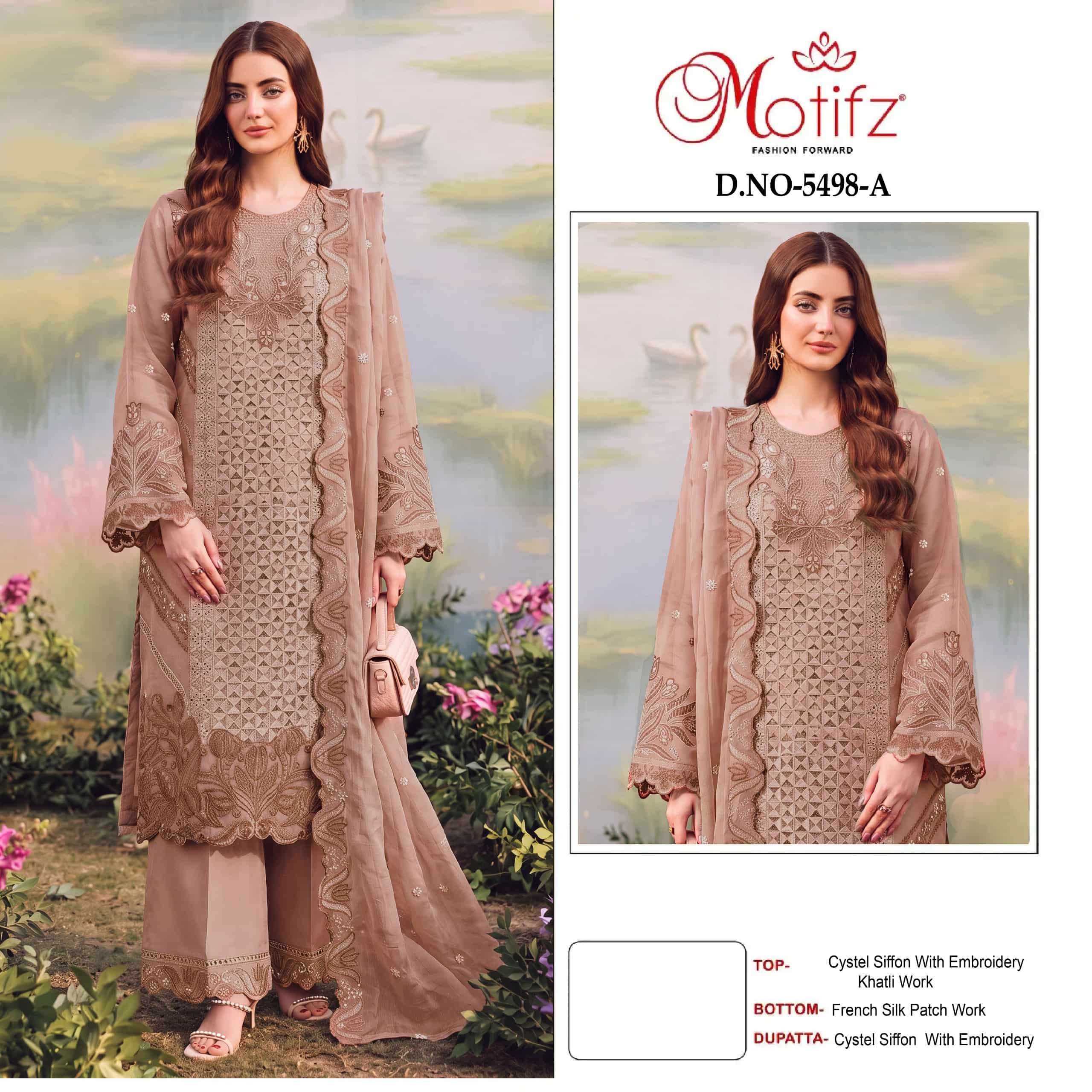 Motifz D 5498 Abcd Unstitch Pakistani Designer Suit New Collection