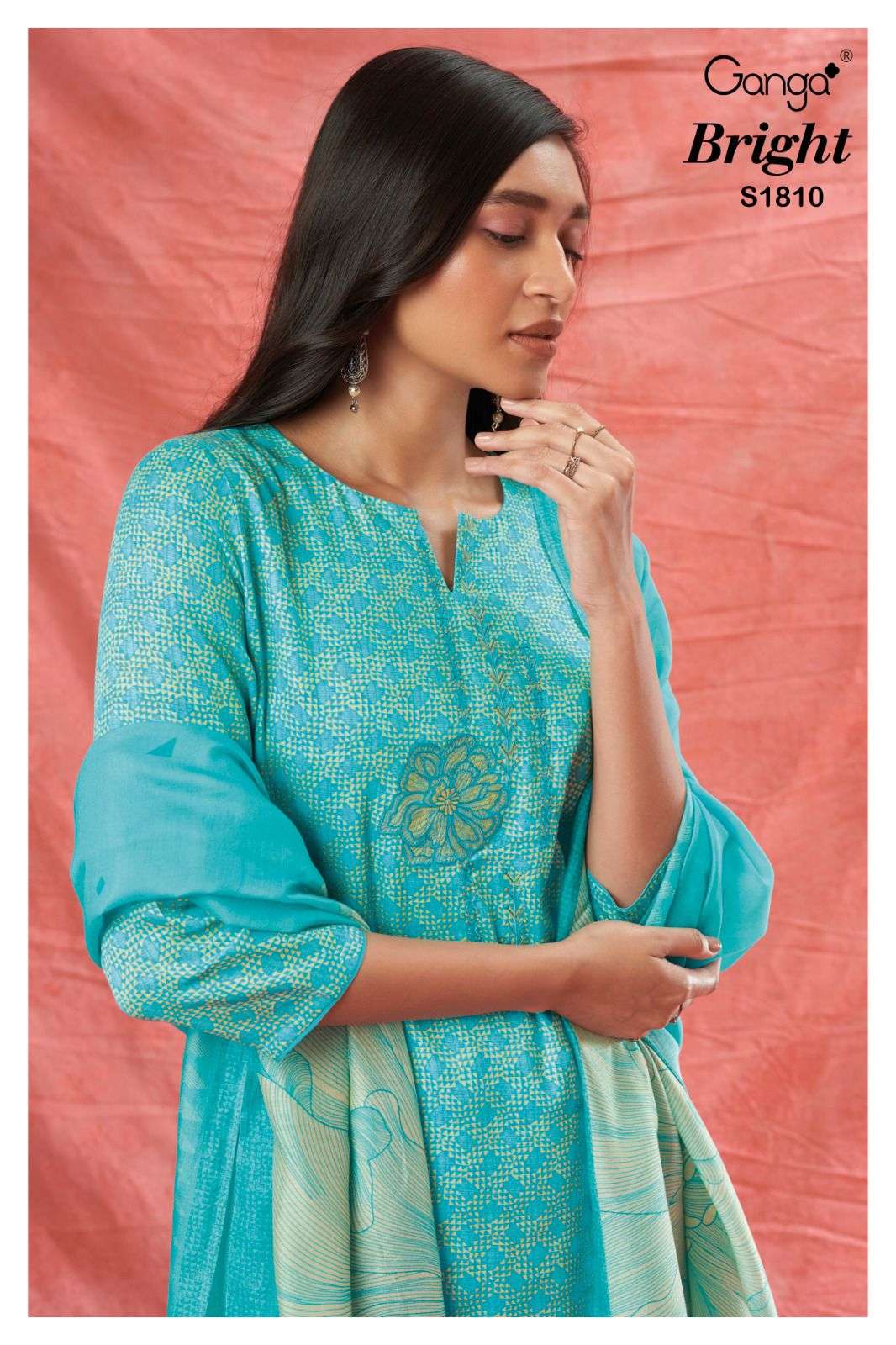 Ganga Mahonia 1493 Exclusive Work Cotton branded Ladies Suit Dealer
