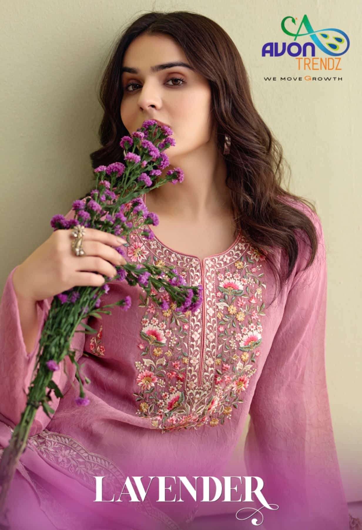 Avon Trendz Lavender Partywear Style Ladies Suit Wholesalers