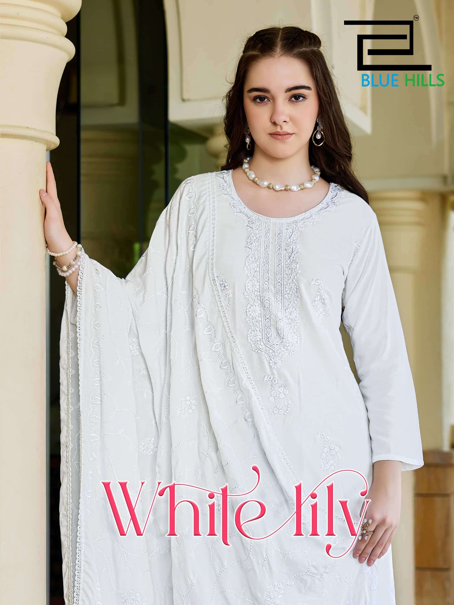 Blue Hills White Lily Fancy Rayon 3 Piece Palazzo Pair Catalog Suppliers