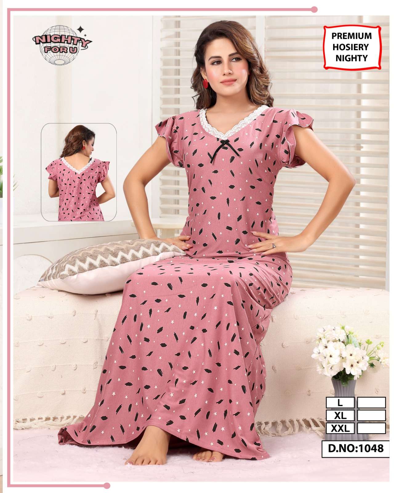 Nighty For U D 1048 Ladies Wear Nighty Gown Catalog Exporters