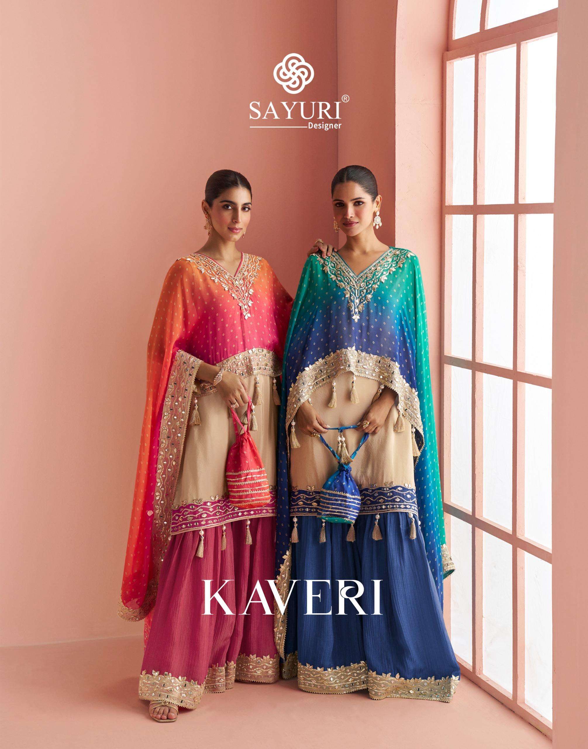 Sayuri Kaveri 10119 And 10120 Designer Poncho Style Sharara Dress Wholesalers
